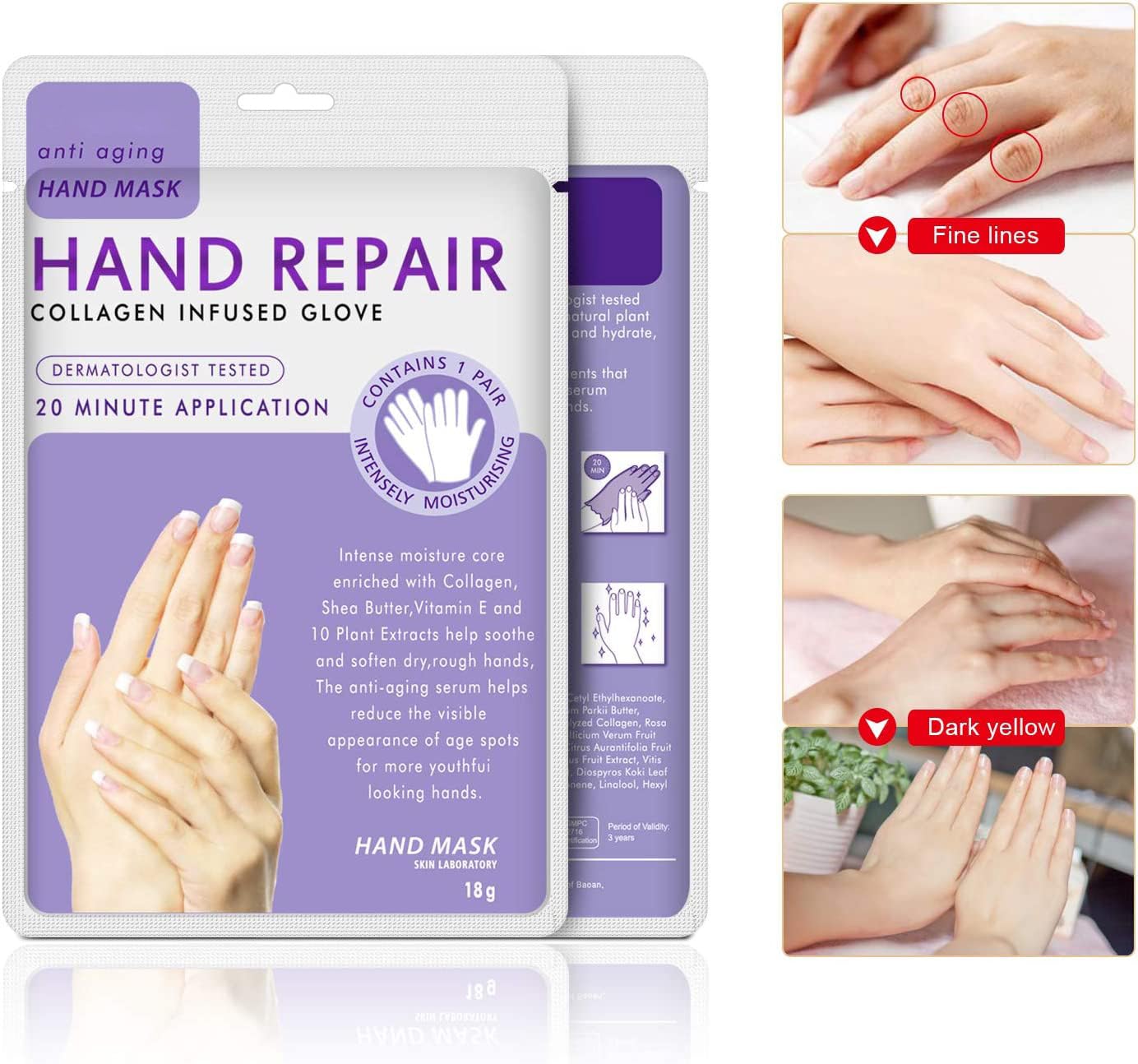 Generic Hand Mask Moisturizing Glove 5 Pack, Hand Peel Mask Exfoliating Gloves, Hand Repair Glove For Dry Hands Treatment, Remov