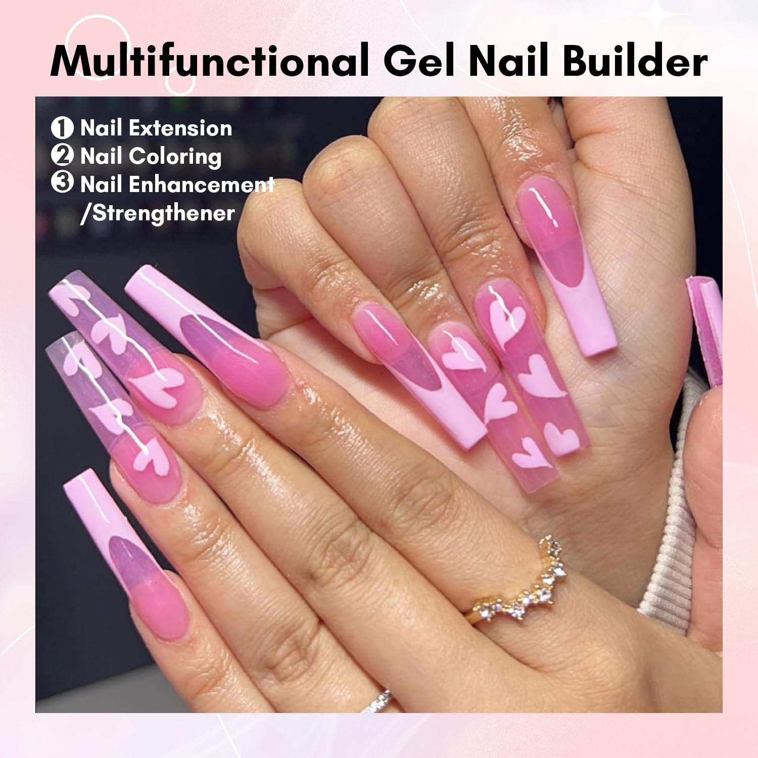 Makartt Poly Nail Gel-50Ml Sheer Pink Gel Builder For Crystal Pink Color Nail Extension Strengthener Gel 3D Diy Hard Gel Manicur