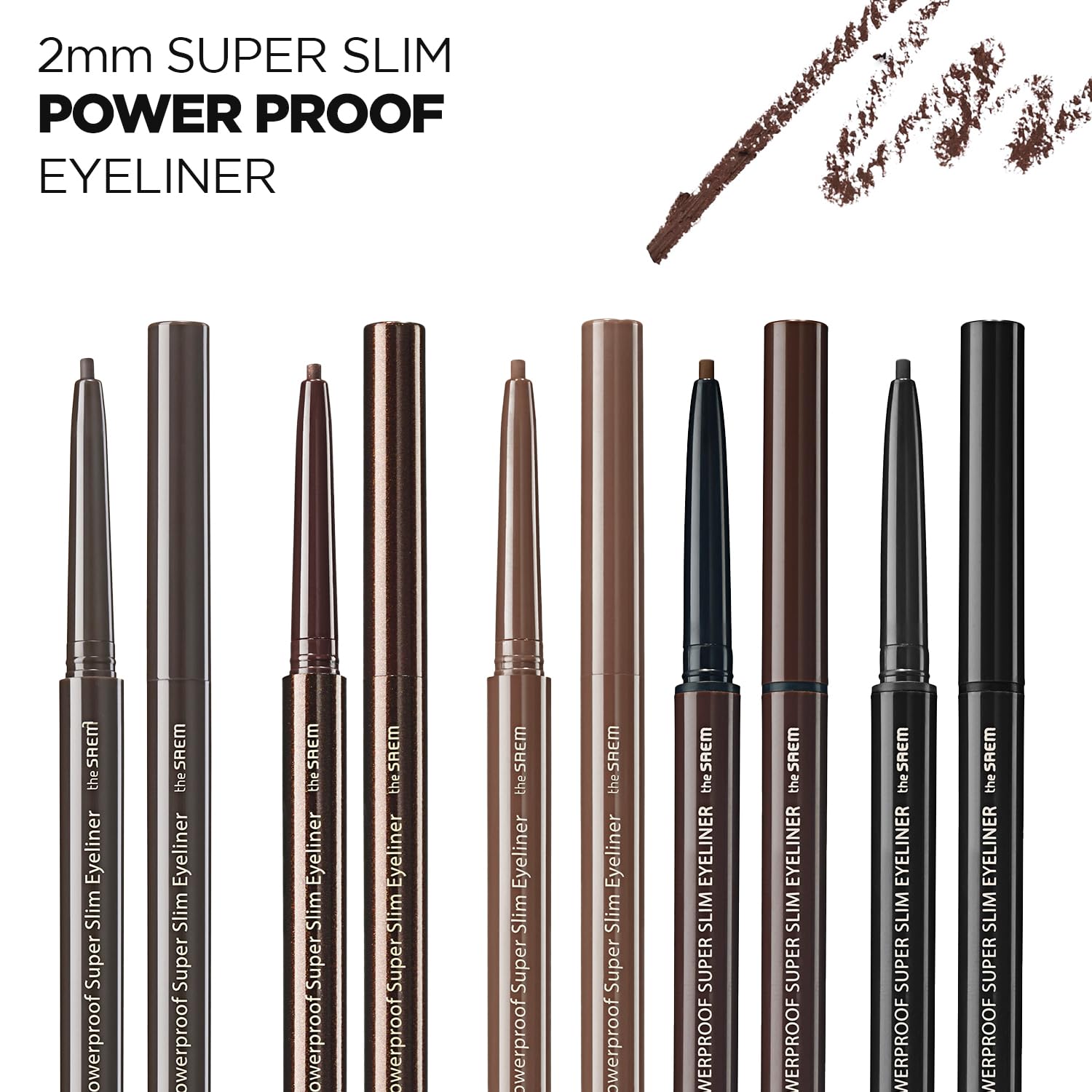 Thesaem Eco Soul Powerproof Super Slim Eyeliner - Smudge Proof Gel Eyeliner - Micro Precision Tip (2Mm) - Highly Pigmented & Lon