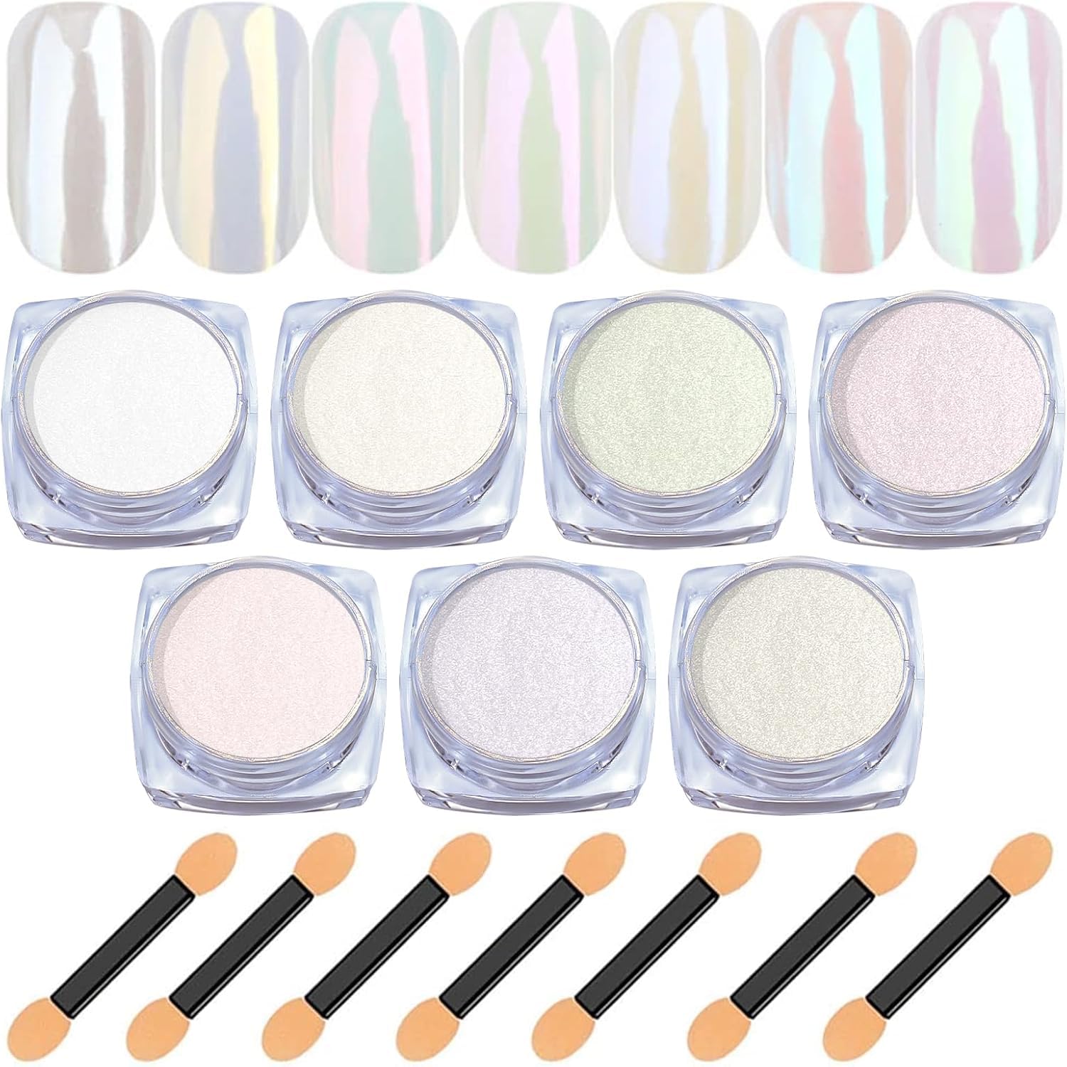 BISHENGYF Pearl Chrome Nail Powder:?Super Transparent?White Pearl Chrome Nail Powder Ice Shimmer Jewelry Transparent Aurora Glaz