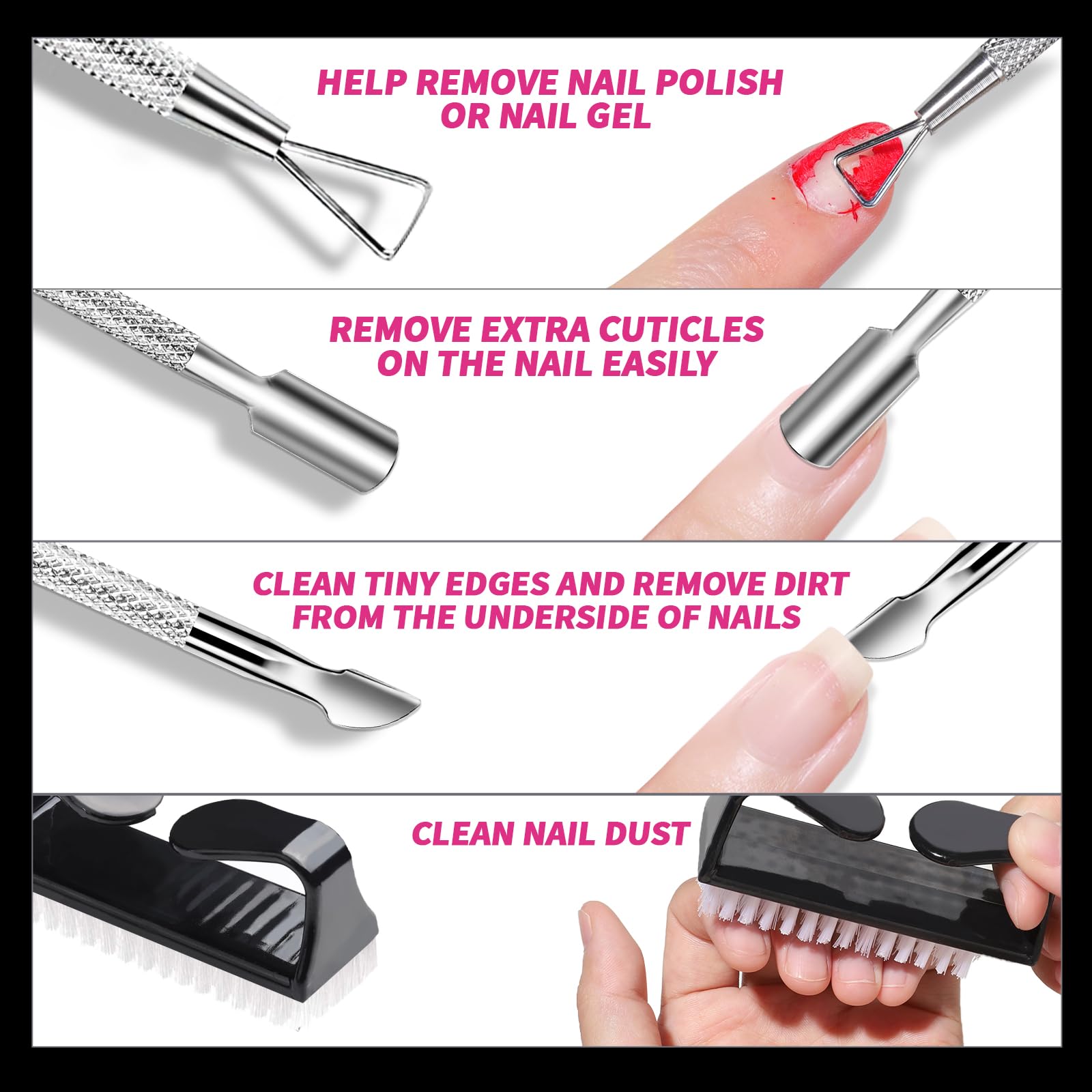 Fandame Gel Nail Polish Remover Tools Kit, 10 Pcs Nail Polish Remover Clips Black, 100Ml Nail Polish Remover Bottle, 500Pcs Cott