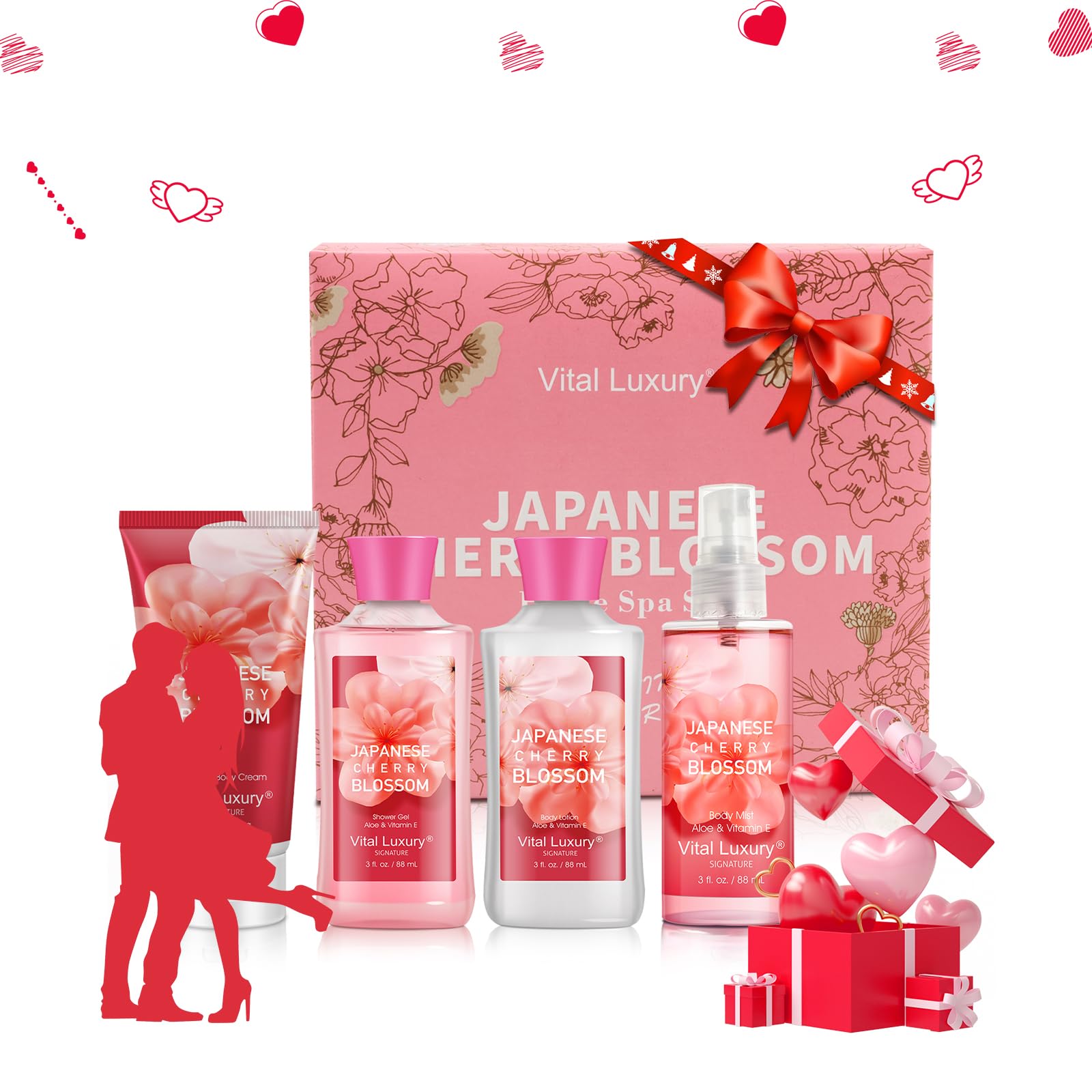 Vital Luxury Bath & Body Kit, 3 Fl Oz Travel Size, Ideal Skincare Relaxing Home Spa Set, Includes Body Lotion, Shower Gel, Body