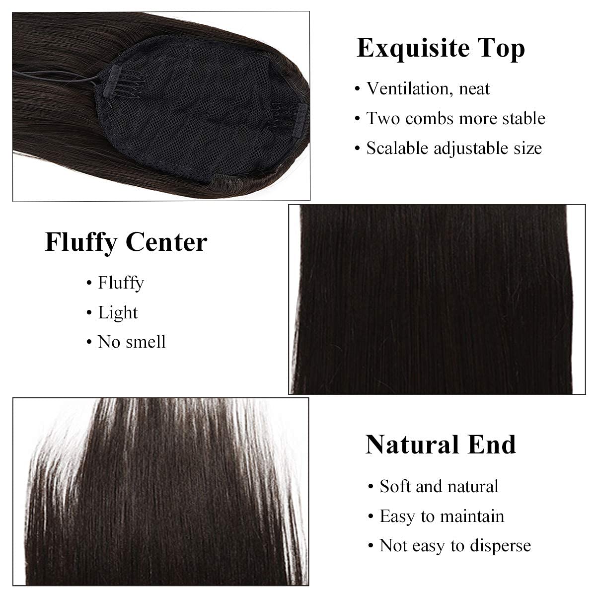 Fashion Icon Long Straight Drawstring Ponytail 30 Inch Synthetic Clip In Ponytail Extension For Women (4#