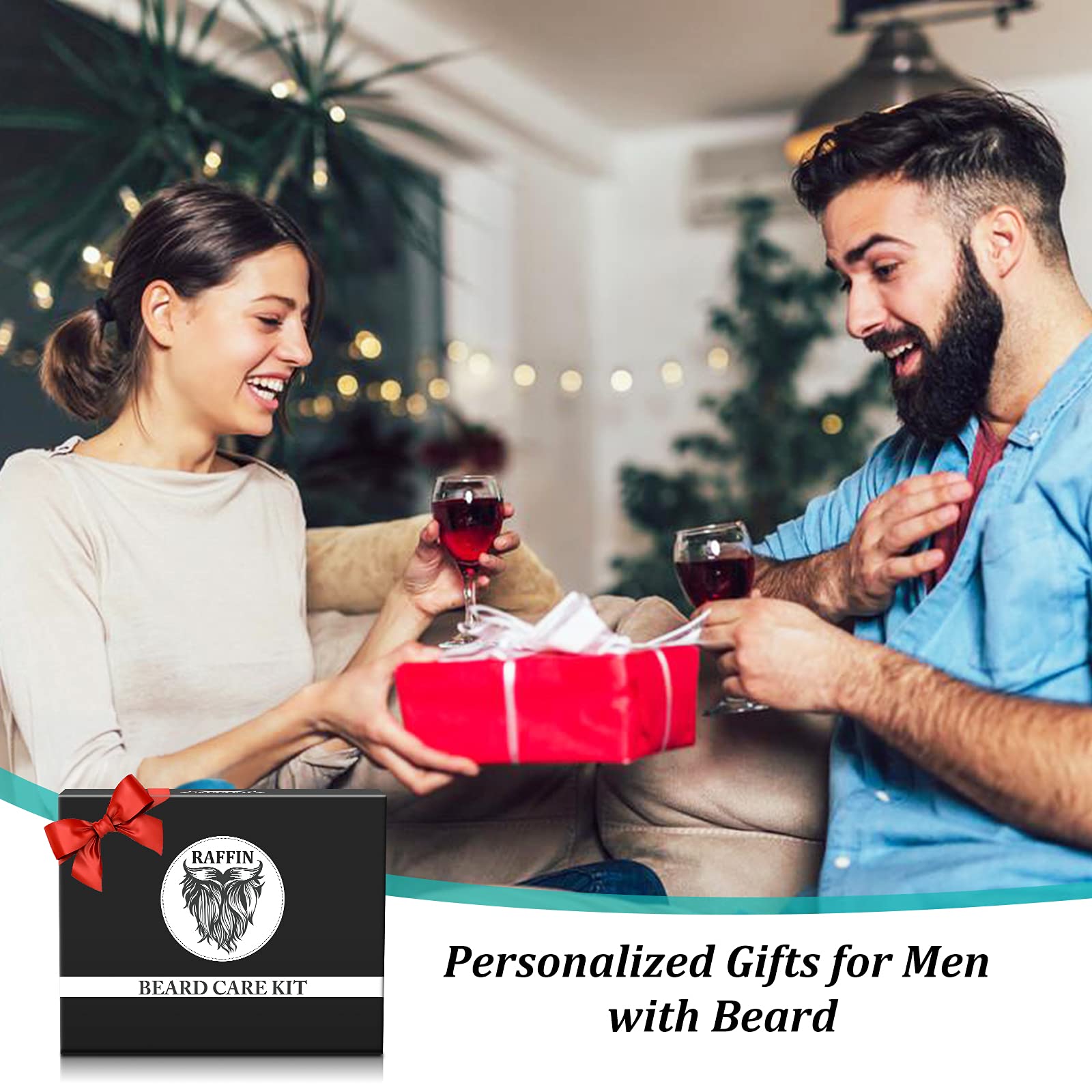 Raffin Beard Kit For Men, Birthday For Men'S Care W/Oil,Balm, Brush, Comb - Christmas Stocking Stuffers For Men, Presents For Hi