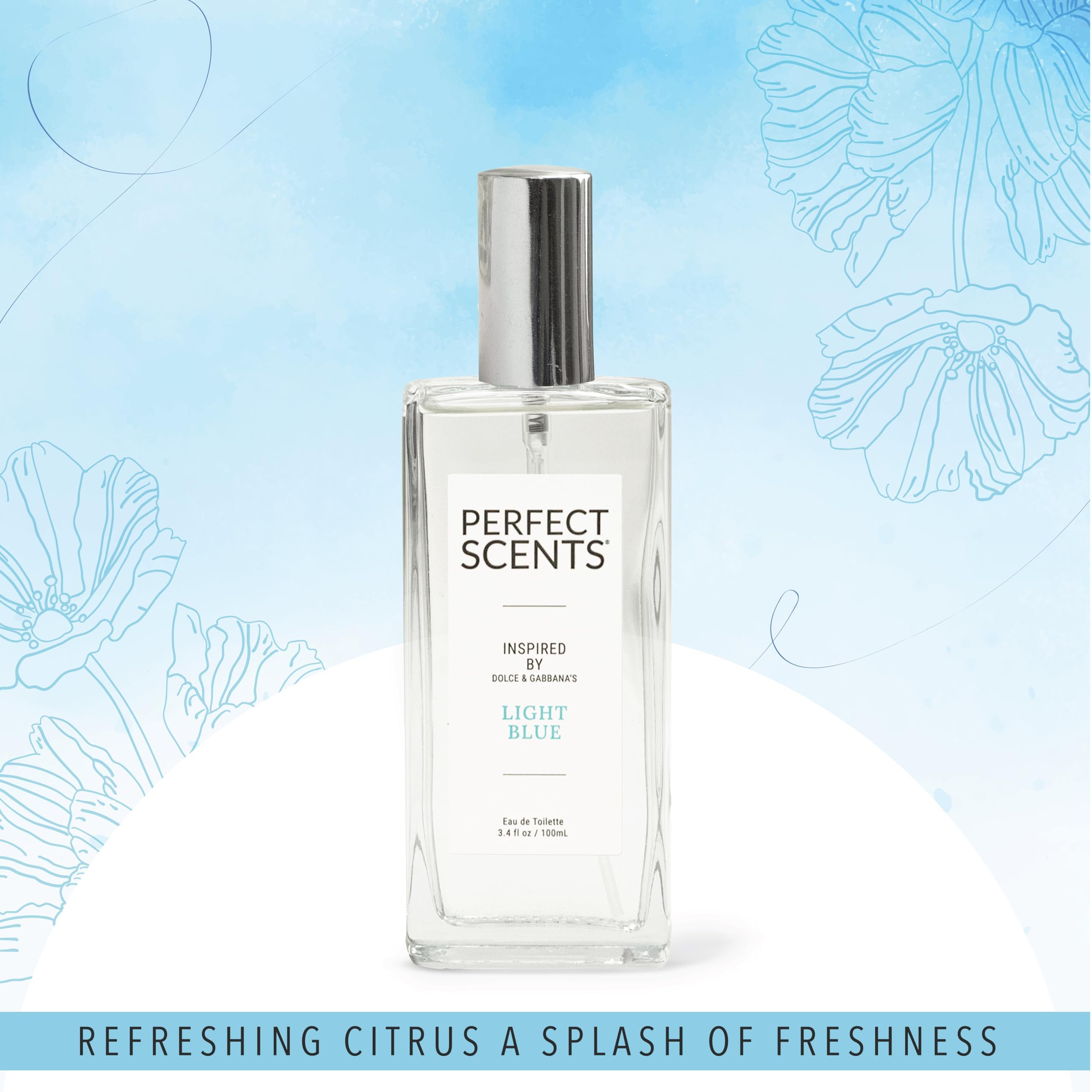 Perfect Scents Fragrances | Inspired By D&Gs Light Blue | Womens Eau De Toilette | Clean, Vegan, Paraben, Phthalate Free | Never