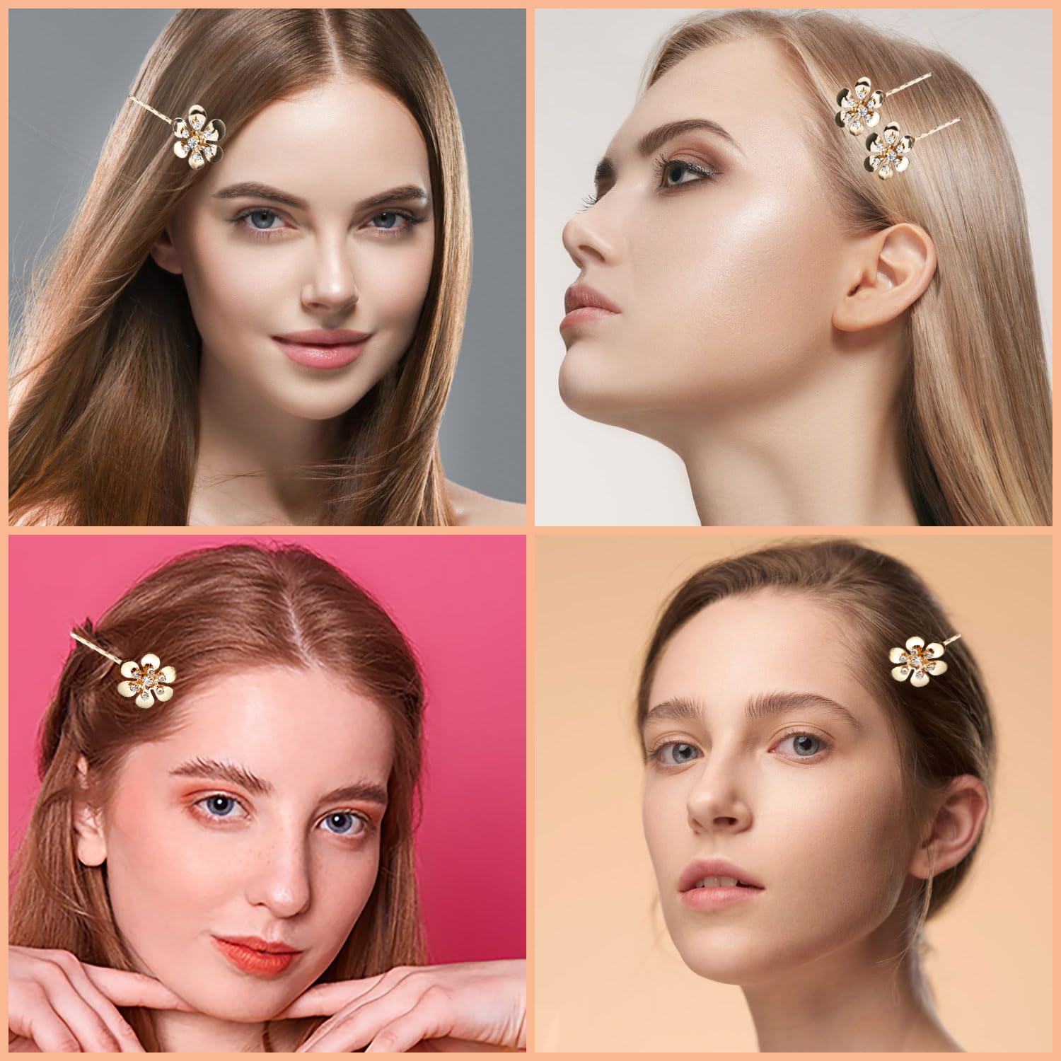 8 Pieces Leaf Hair Side Combs Gold Rhinestone Hair Pins Clips With Teeth Combs For Wedding Hair Accessories For Women, Girls, Br