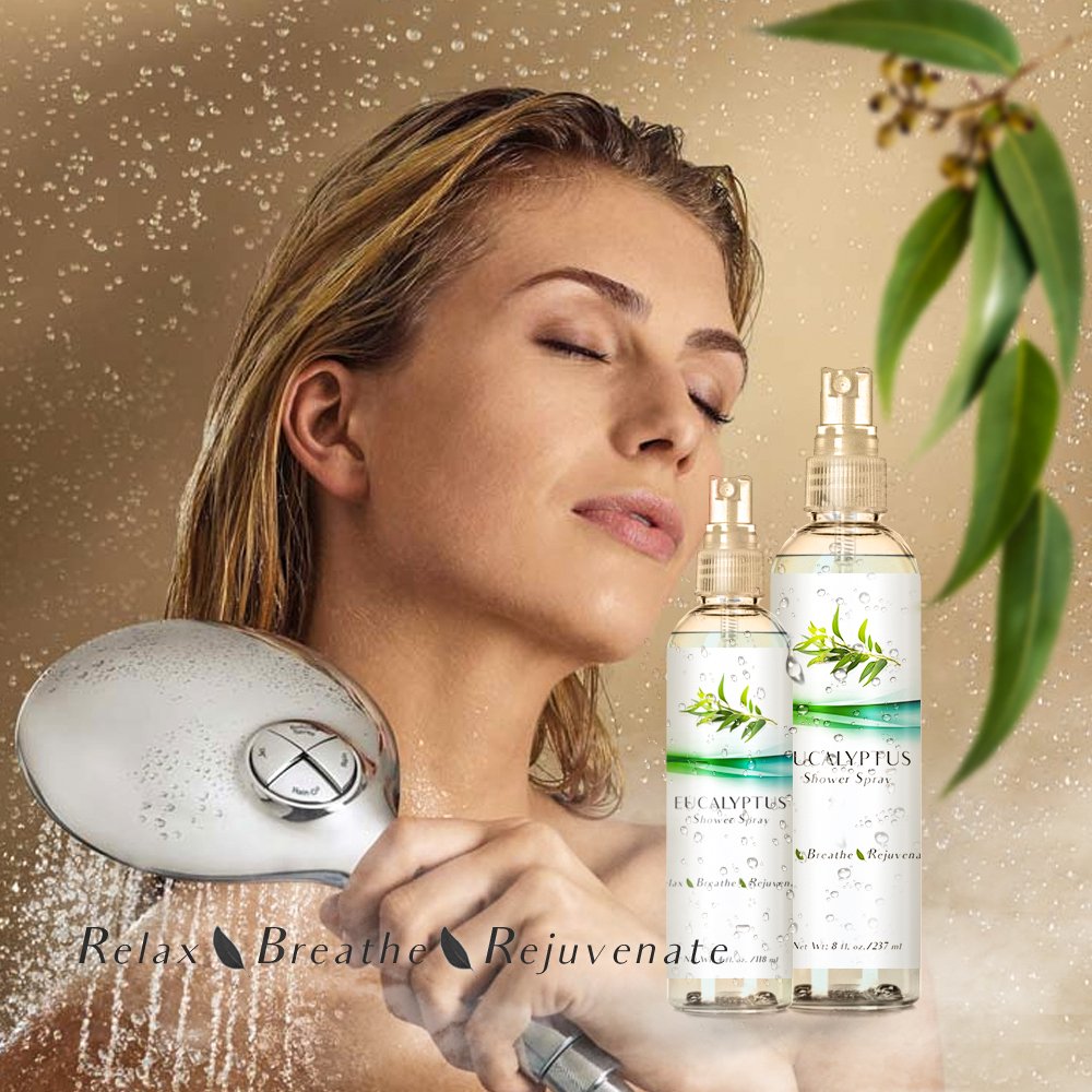 New Eucalyptus Oil Shower Spray, Highest Mixture Essential Oil Spray For Showers, Steam Rooms And Sauna | Two Pack For Home And