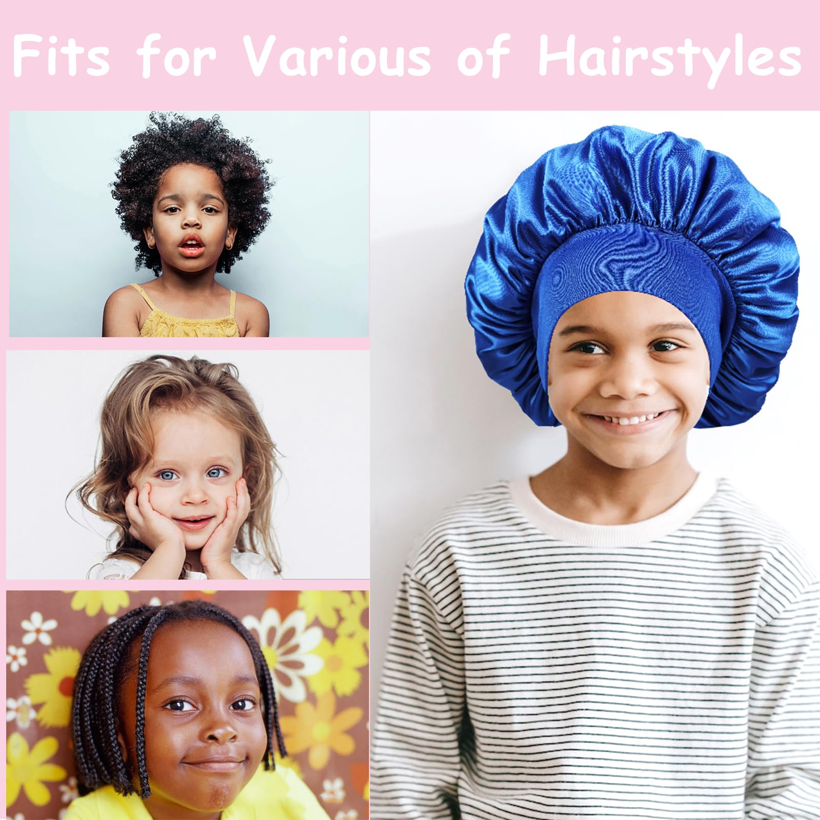 3 Pcs Kids Bonnets For Girls,Bonnet For Kids,Silk Bonnet For Sleeping Kids,Toddler Bonnet,Small Bonnet