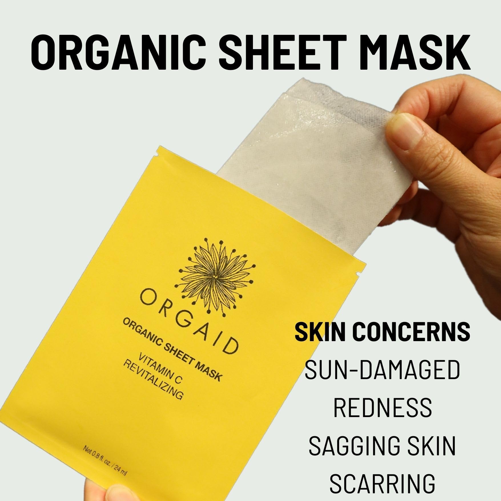 Orgaid Organic Sheet Mask | Made In Usa (Vitamin C & Revitalizing, Pack Of 4)