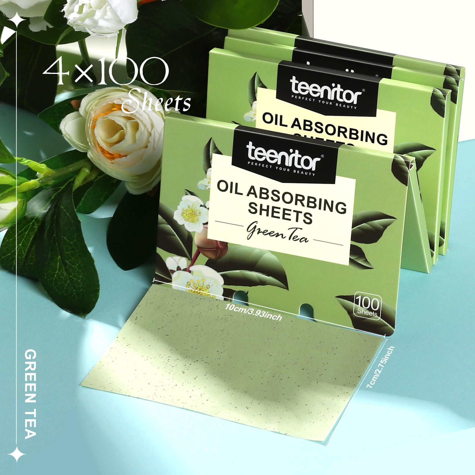 Teenitor Oil Blotting Sheets For Face, 400 Sheets Green Tea Oil Absorbing Sheets Blotting Paper For Oily Skin, Oil Absorbent Pad