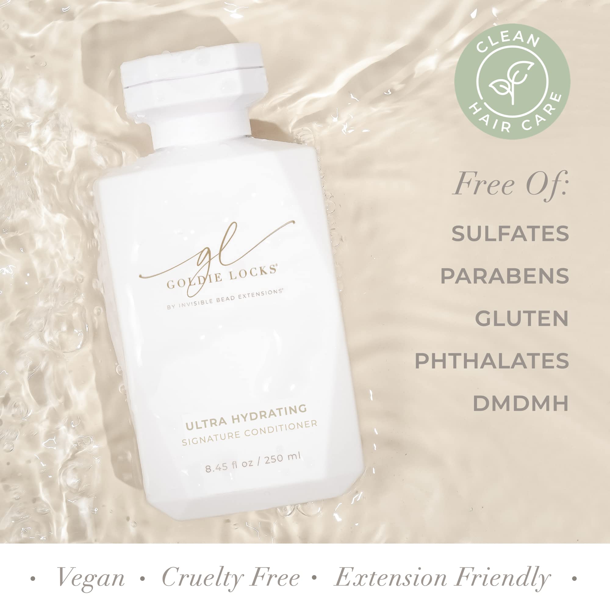 Goldie Locks Ultra Hydrating Signature Conditioner, Safe For Hair Extensions & Color Treated Hair, Moisturizing, Mends Split End