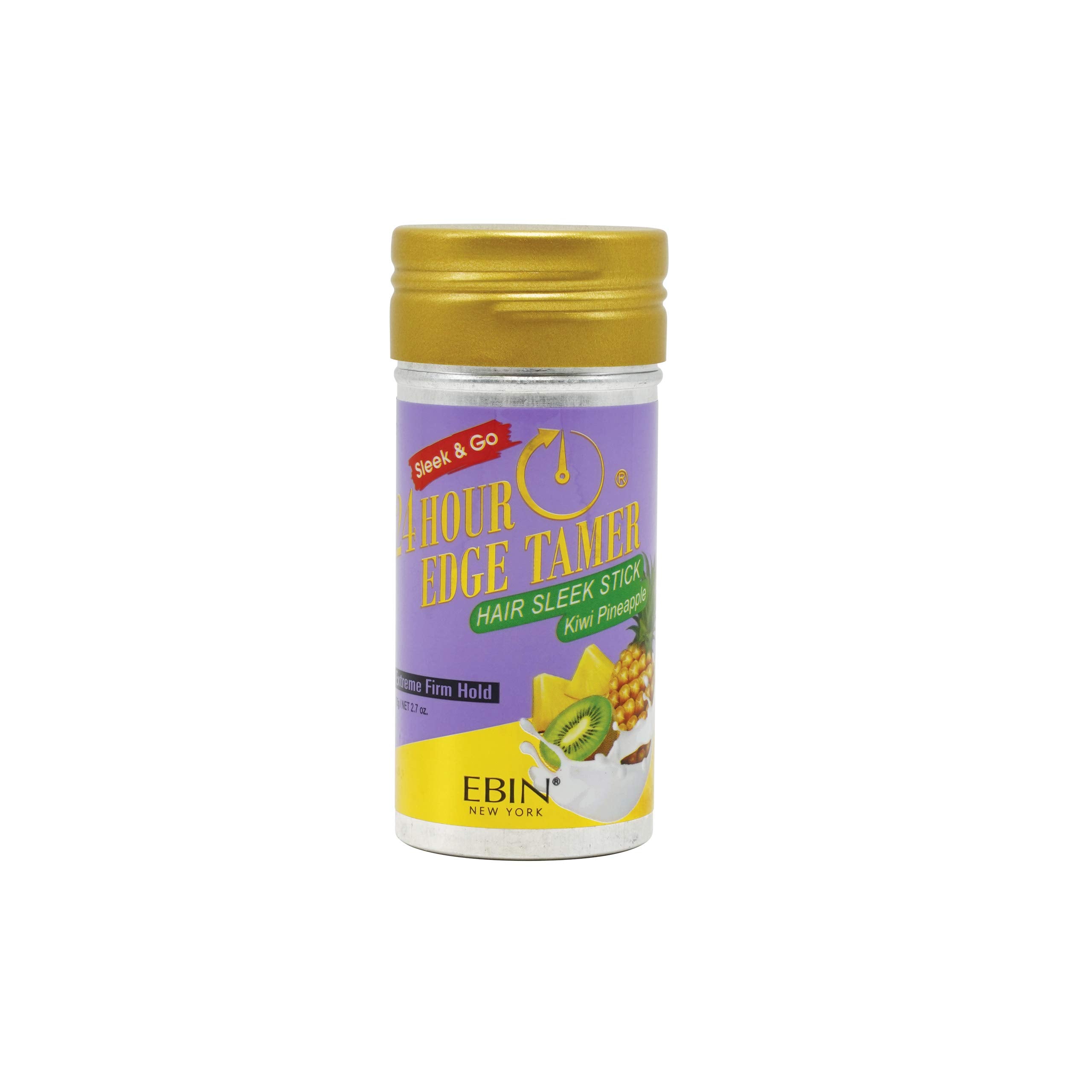 EBIN NEW YORK 24 Hour Edge Tamer Hair Sleek Stick, Extreme Firm Hold, 2.7 oz, Kiwi Pineapple - Sleek & Go, No Flaking and White 