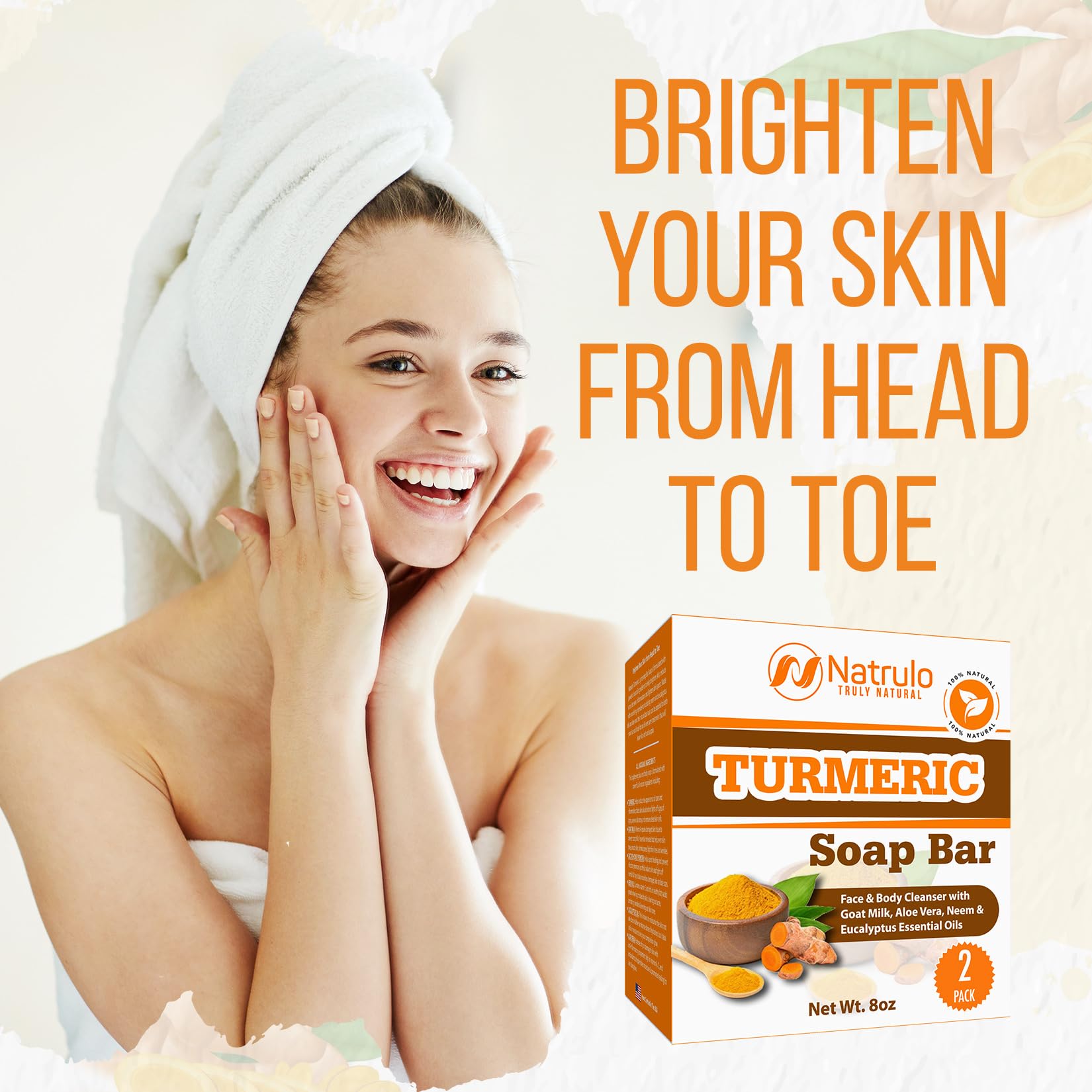 Natural Turmeric Soap Bar For Face & Body - Turmeric Skin Soap Wash For Dark Spots, Intimate Areas, Underarms - Turmeric Face So