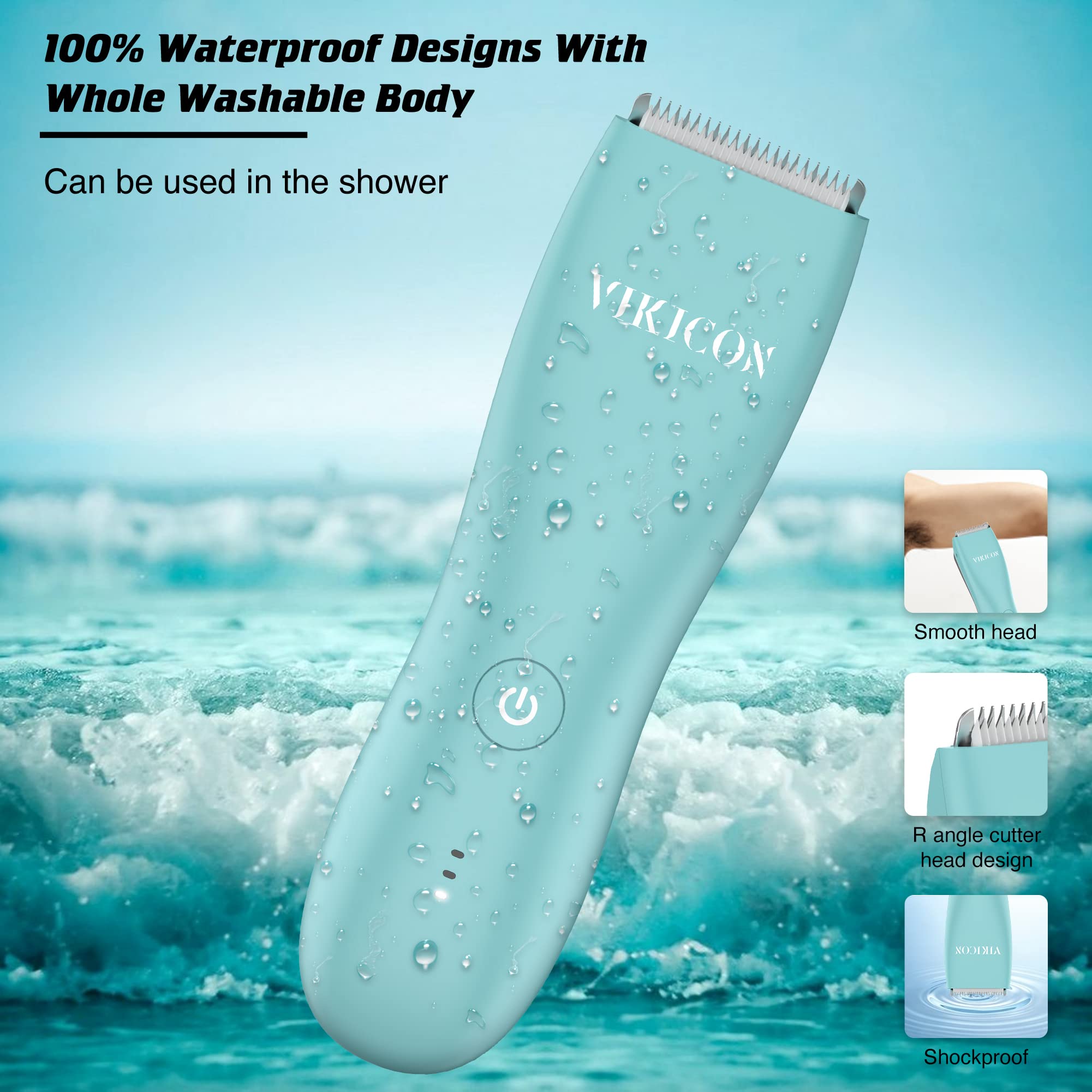 Vikicon Body Groomer For Men: Waterproof Groin & Pubic Hair Trimmer Electric Body Shaver With Charging Dock And 1.5Mm Close Shav