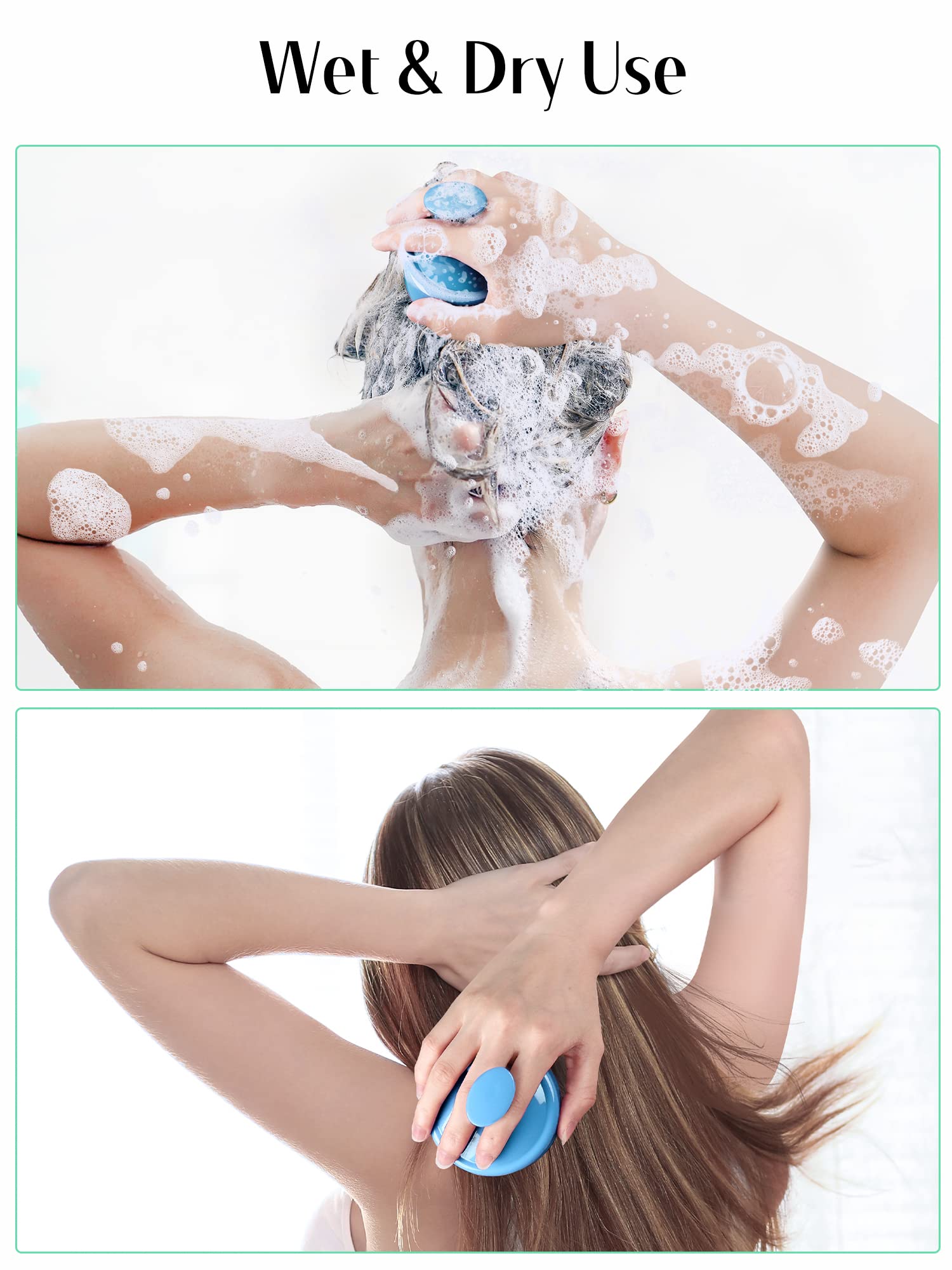 Heeta Scalp Massager With Soft Silicone Bristles For Hair Growth, Dandruff Removal And Exfoliation - Sky Blue Shampoo Brush