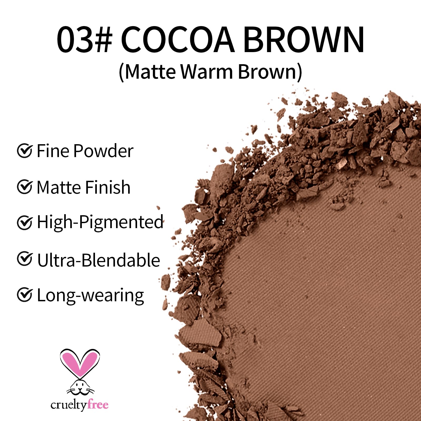 Erinde Single Brown Matte Eyeshadow Palette, Velvet Eye Shadow Compact Powder Natural Makeup, Long-Lasting Eye Makeup, Ultra-Ble