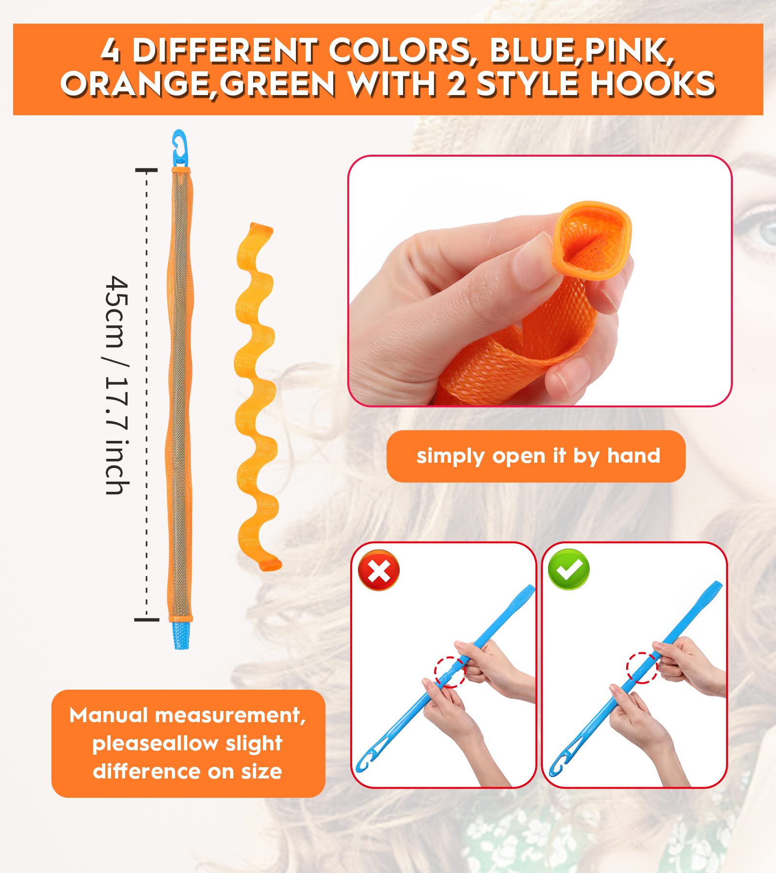 42 Pieces Heatless Waves Hair Curler, No Heat Damage Wavy Hair Curlers With 2 Sets Of Styling Hooks, Heatless Curls For Women Gi