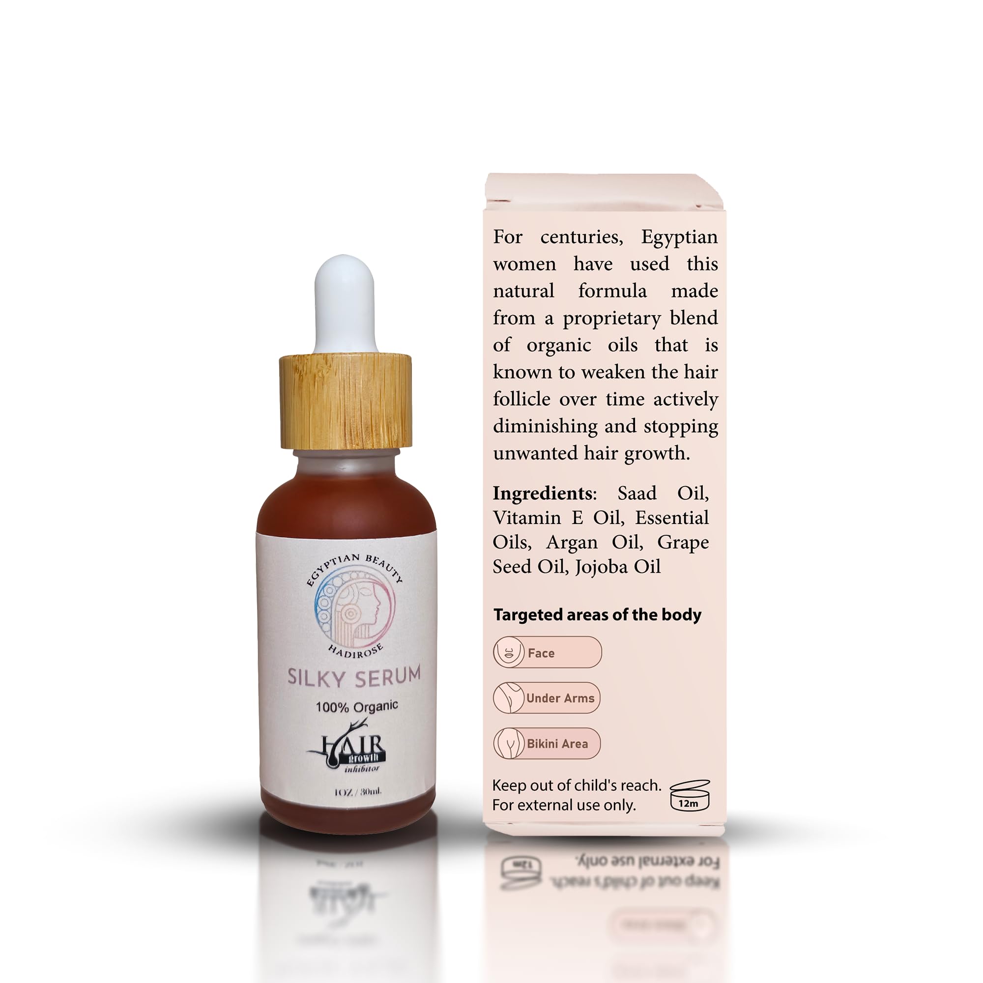 Silky Serum By Hadirose | Pure Red Saad Oil (Cyperus Rotundus) | 100% Organic All Natural Permanent Hair Removal | Hair Growth I