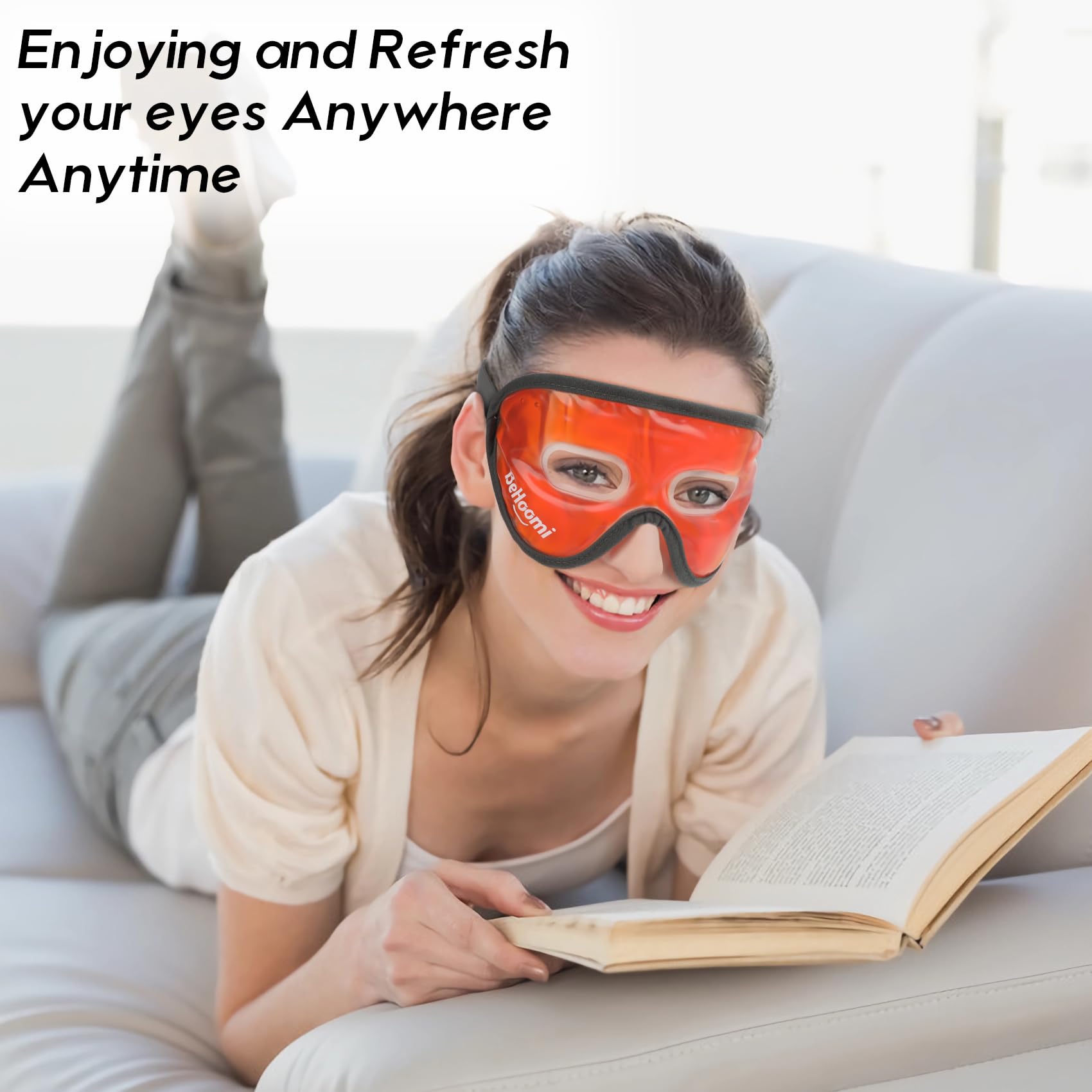 Behoomi Cooling Eye Mask, Gel Eye Mask Cold Compress For Eyes, Reusable Eye Ice Pack, Cool Relaxation, Comfort Snug Fit, No Free