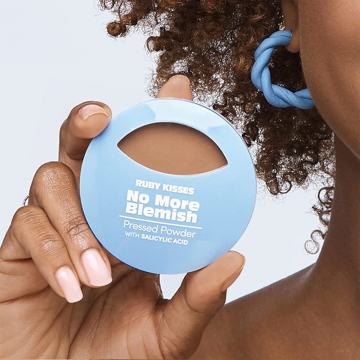 Ruby Kisses No More Blemish Face Powder With Salicylic Acid Korean Makeup Matte Finish Full Coverage Pressed Powder (Chestnut)