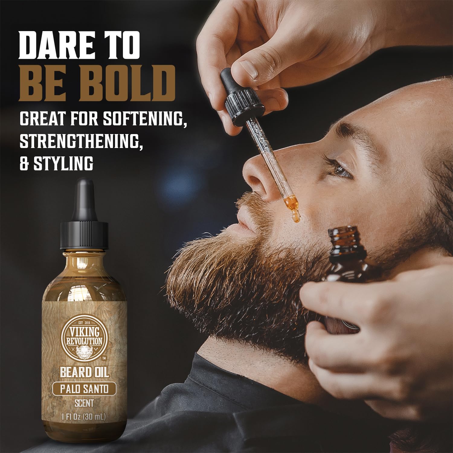 Viking Revolution Palo Santo Beard Oil For Men - Natural Mens Beard Oil With Argan Oil And Jojoba Oil - Beard Softener, Strength