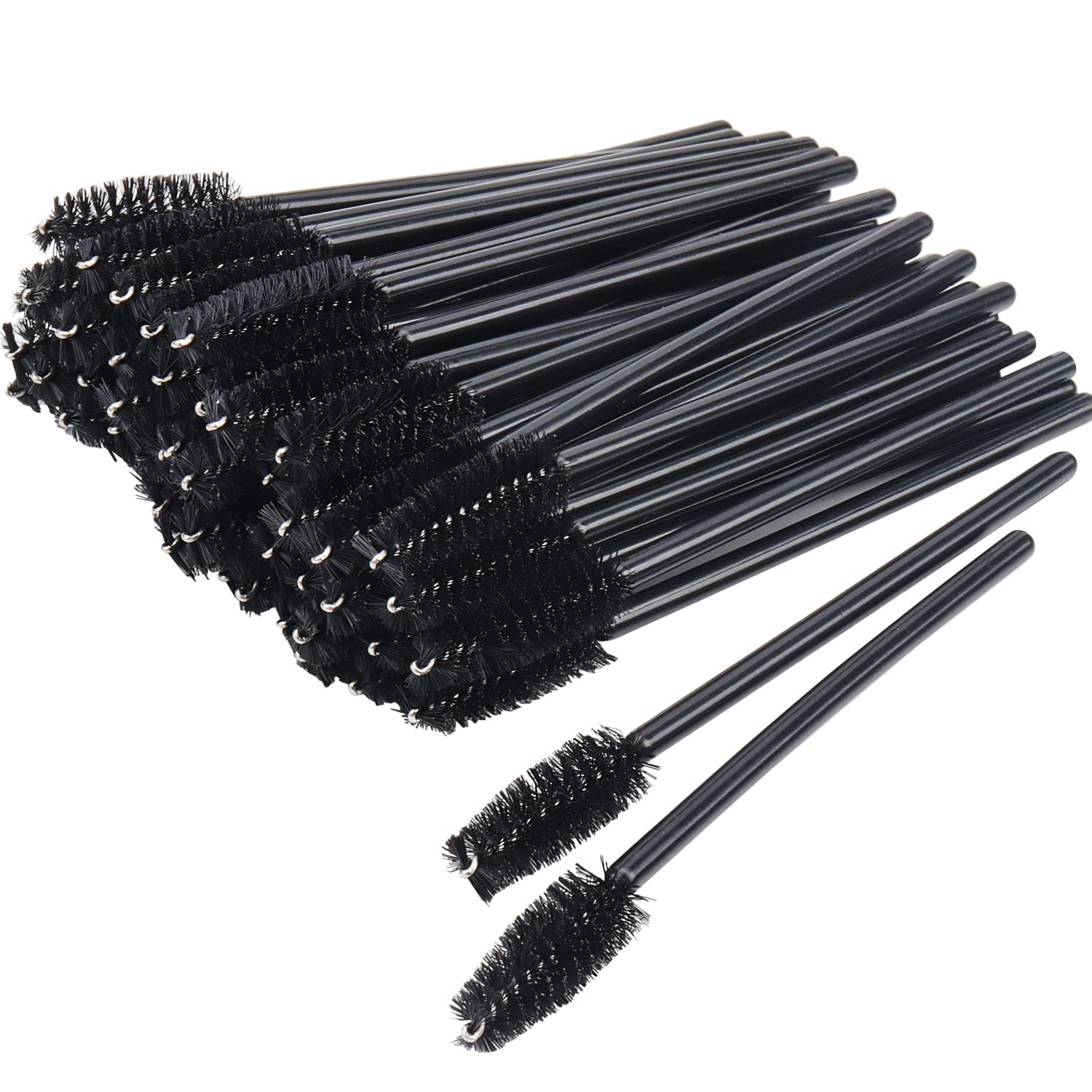 100 Pack Mascara Wand Eyelash Brush Disposable Eye Lash Applicator Makeup Tool Kit (Black-Handle100pcs)
