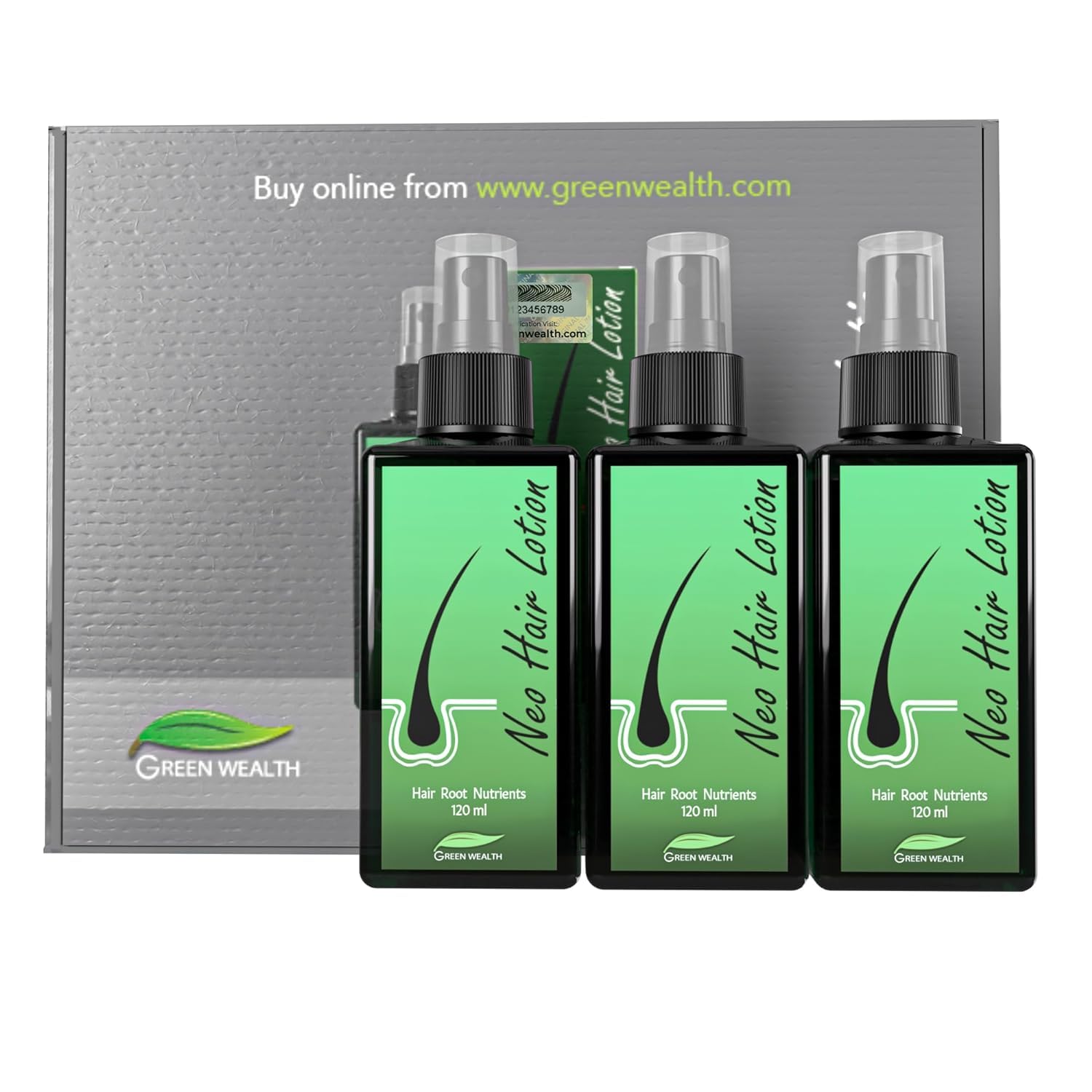 Green Wealth Neo Hair Lotion, 120 ml, Hair Regrowth Treatment Hair Growth Strengthens Damaged Hair Loss And Revitalizes Scalp Ha