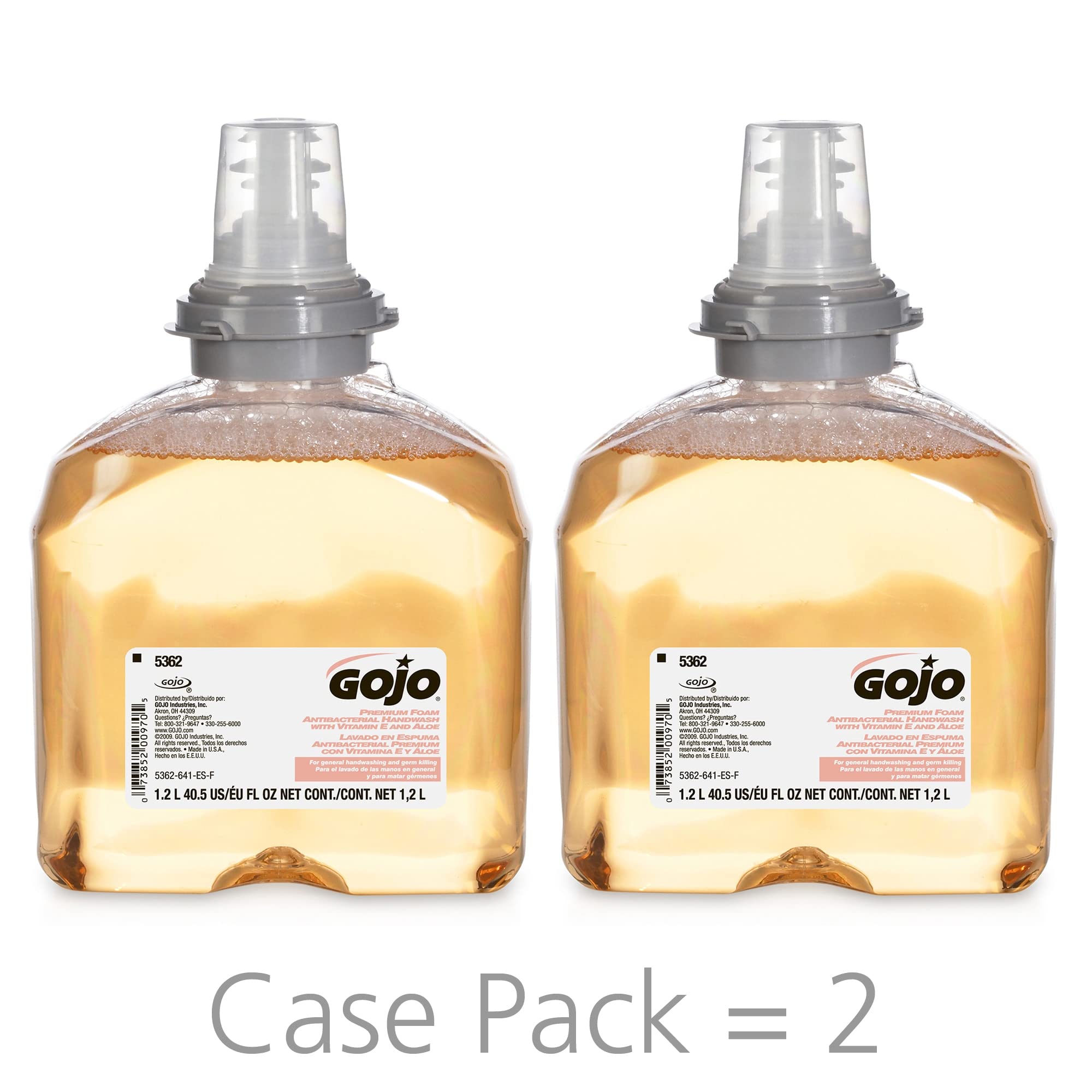 Gojo Tfx Premium Foam Antibacterial Handwash, Fresh Fruit Scent, 1200 Ml Foam Hand Soap Refills Tfx Touch-Free Dispenser (Pack O