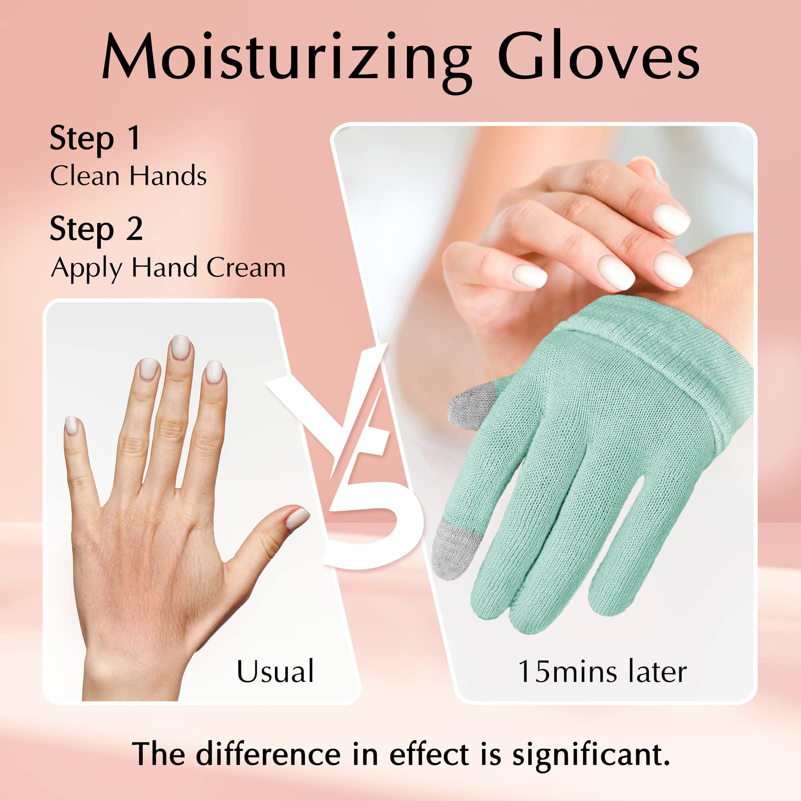 Evridwear Beauty Cotton Gloves With Touchscreen Fingers For Spa, Eczema, Dry Hands, Hand Care, Day And Night Moisturizing, (2 Pa