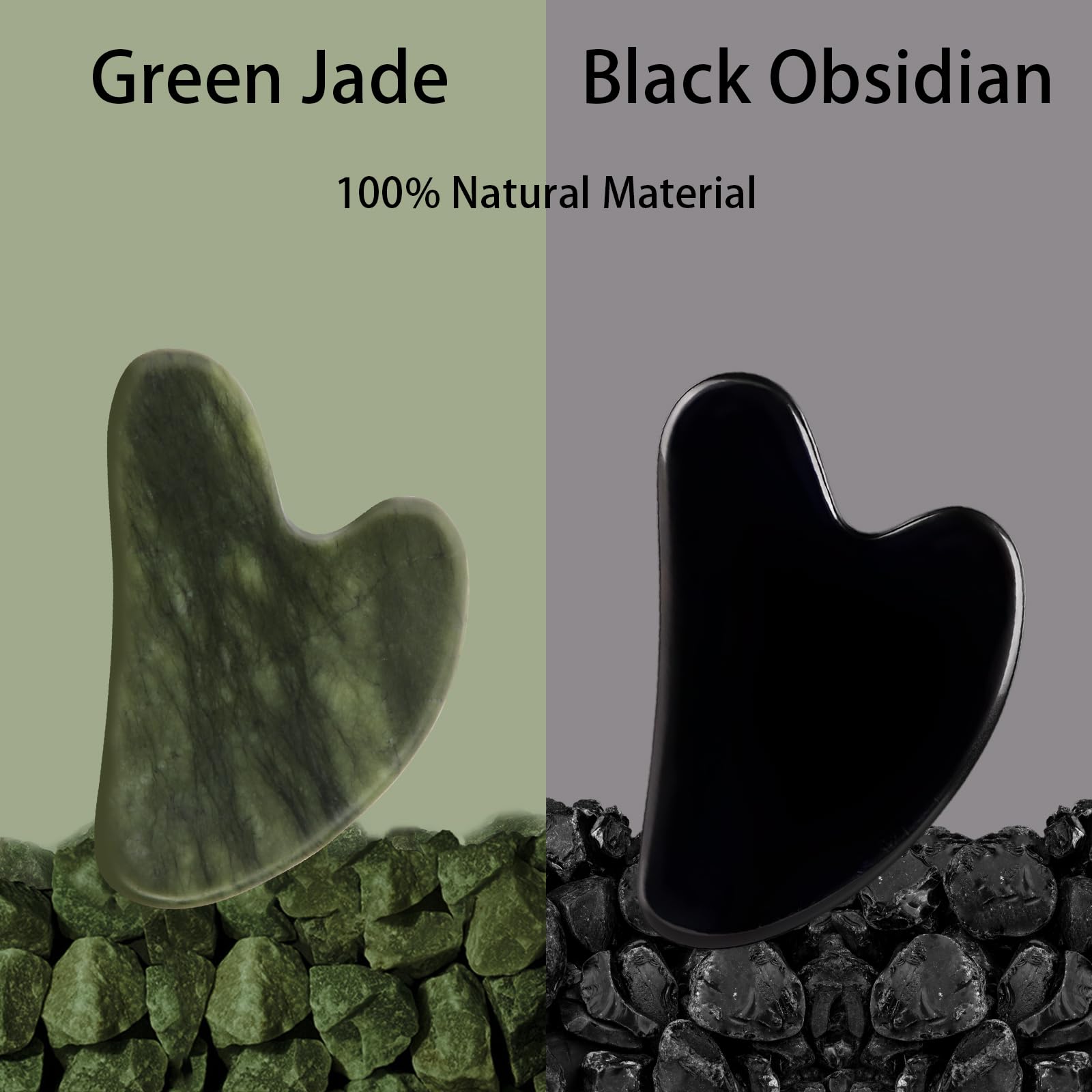 Fuiyoocen Gua Sha Facial Tools 2 Pack, Natural Jade Guasha Tool For Face,Double Chin & Jawline, Gua Sha Stone Self-Skin Care Fac
