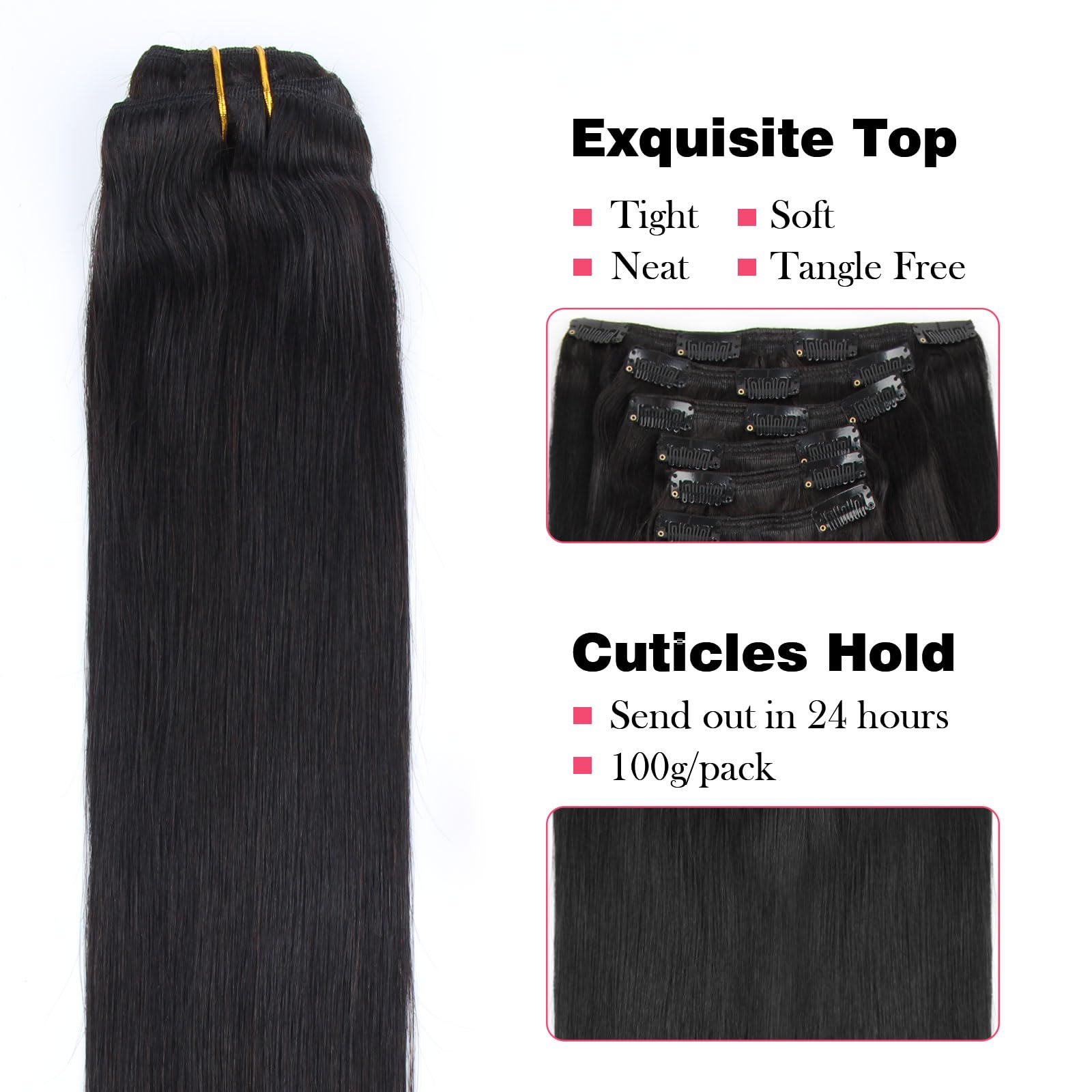 Sassina Double Wefts Silky Straight Clip In Human Hair Extensions For Full Head Silky Straight Clip Ins Thick Human Hair Extensi