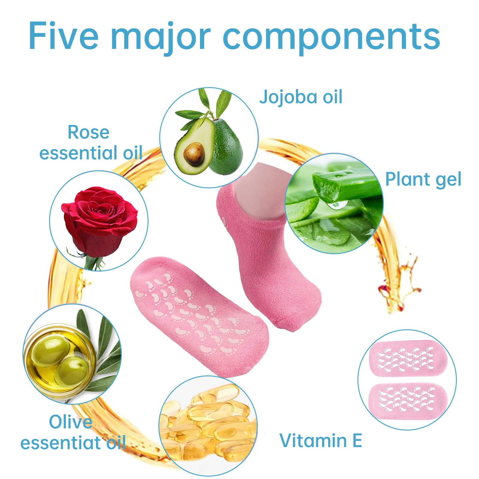 Zfyoung Moisturizing Socks, 2 Pairs Moisturizing Gel Socks,Soft Feet Moisturizer Spa & Pedicure Socks For Dry Cracked Heels, Cal
