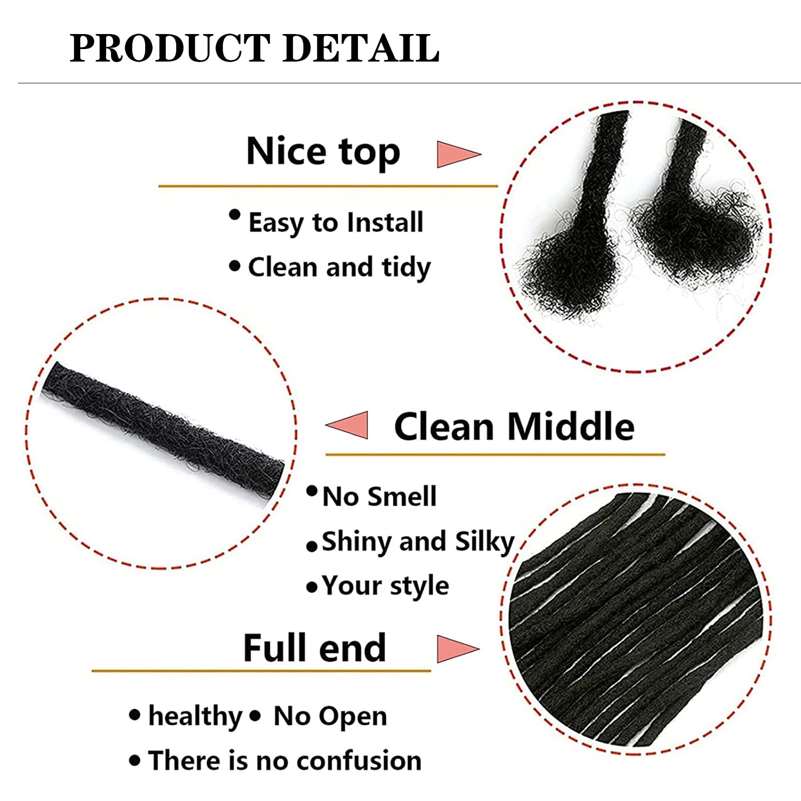 Loc Extension Human Hair 8 Inch 0.2Cm Width Permanent Huamn Hair Dreadlocks Extension Can Be Dyed Bleached Curled 100% Handmade