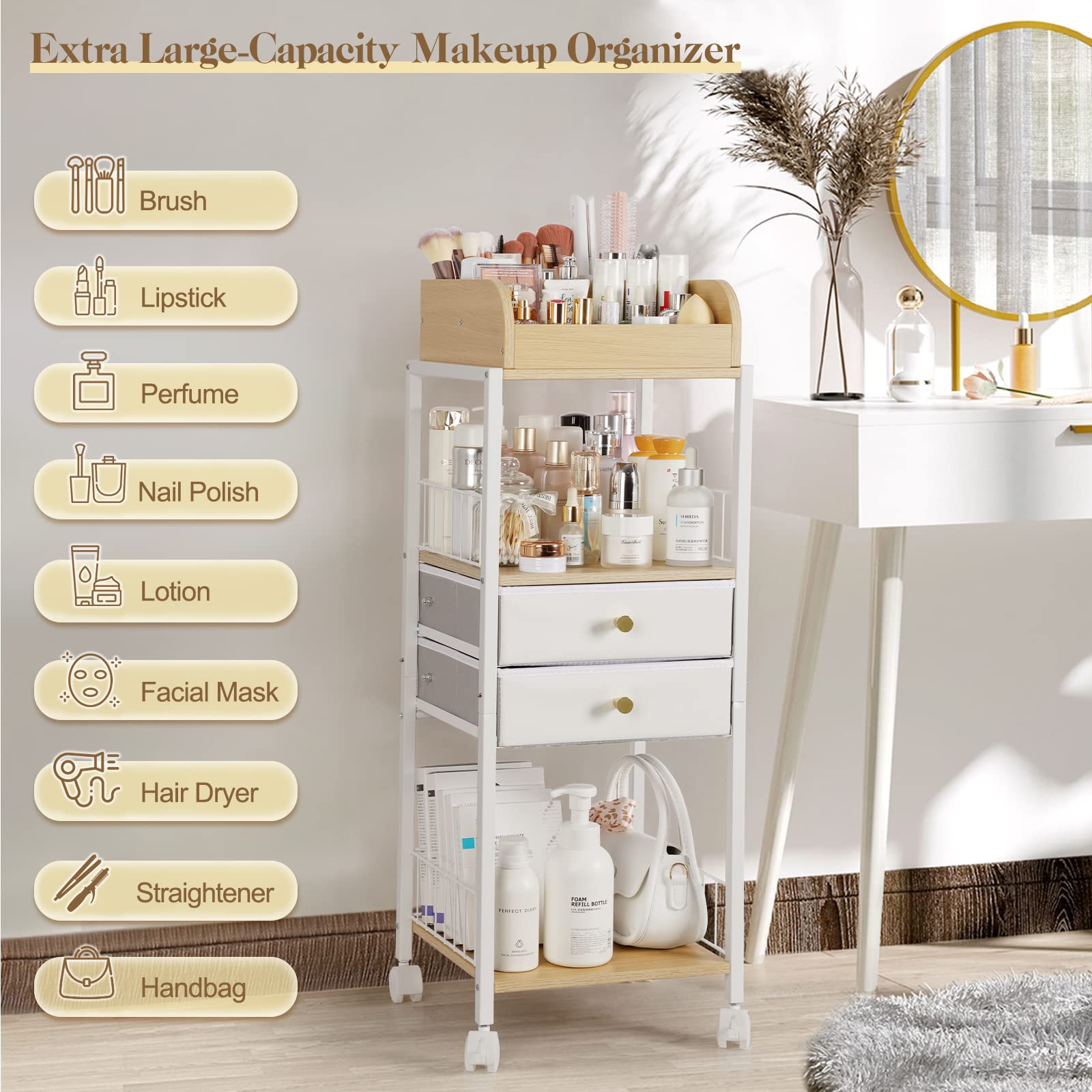 Makeup Organizer, Floor Skincare Organizers, Make Up Organizers And Storage With Drawers, Vanity Organizer Cosmetics Display Cas