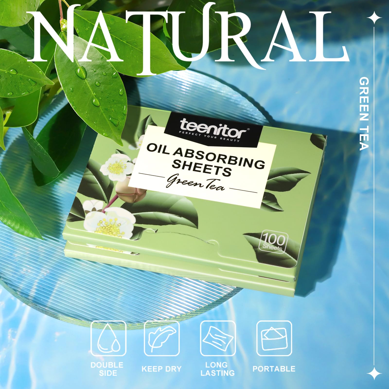 Teenitor Oil Blotting Sheets For Face, 400 Sheets Green Tea Oil Absorbing Sheets Blotting Paper For Oily Skin, Oil Absorbent Pad