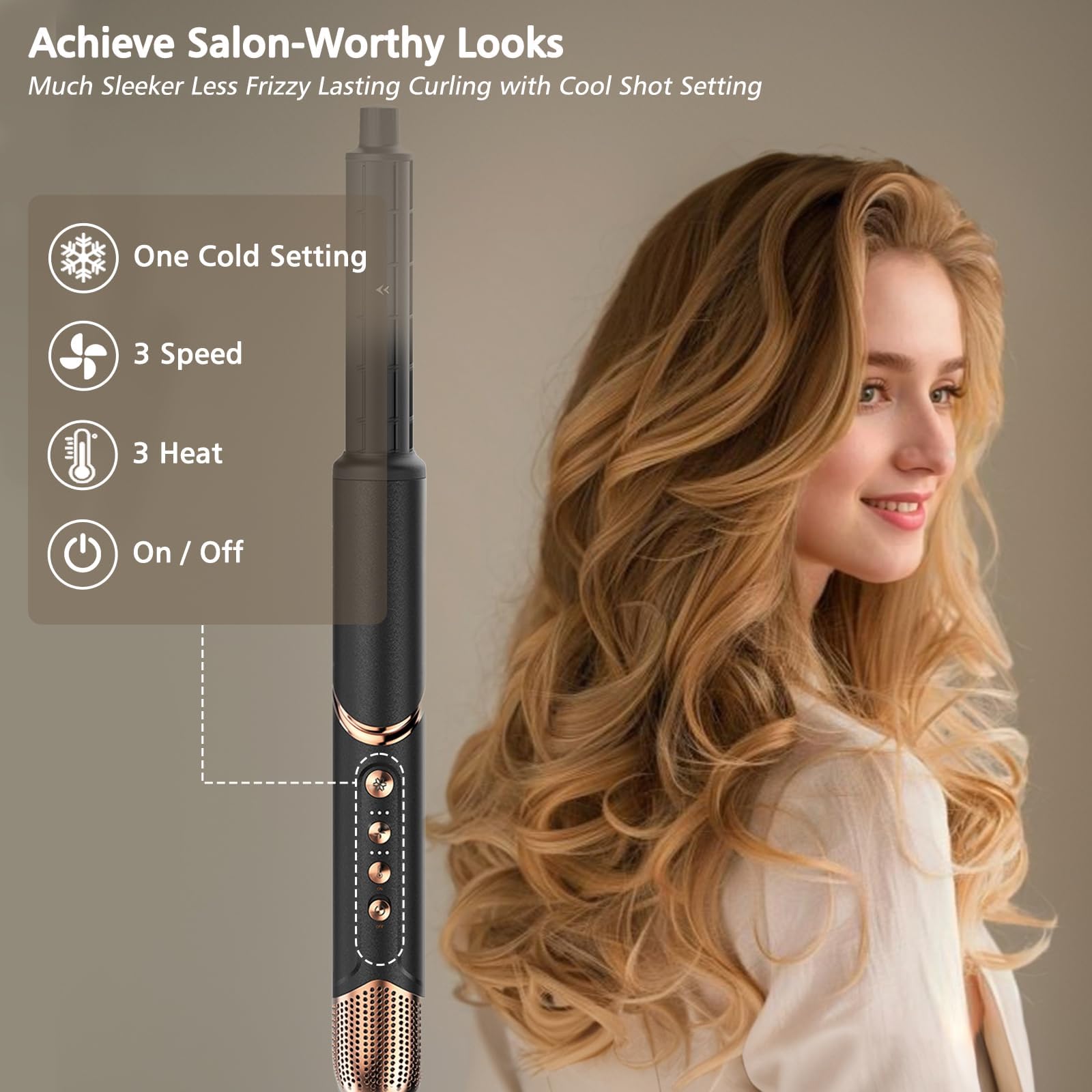 Auto Wrap Air Hair Styler & Dryer, 5 In 1 Multi Styling Hot Air Dryer Brush Curler For Hair, High Speed 110000 Rpm Negative Loni