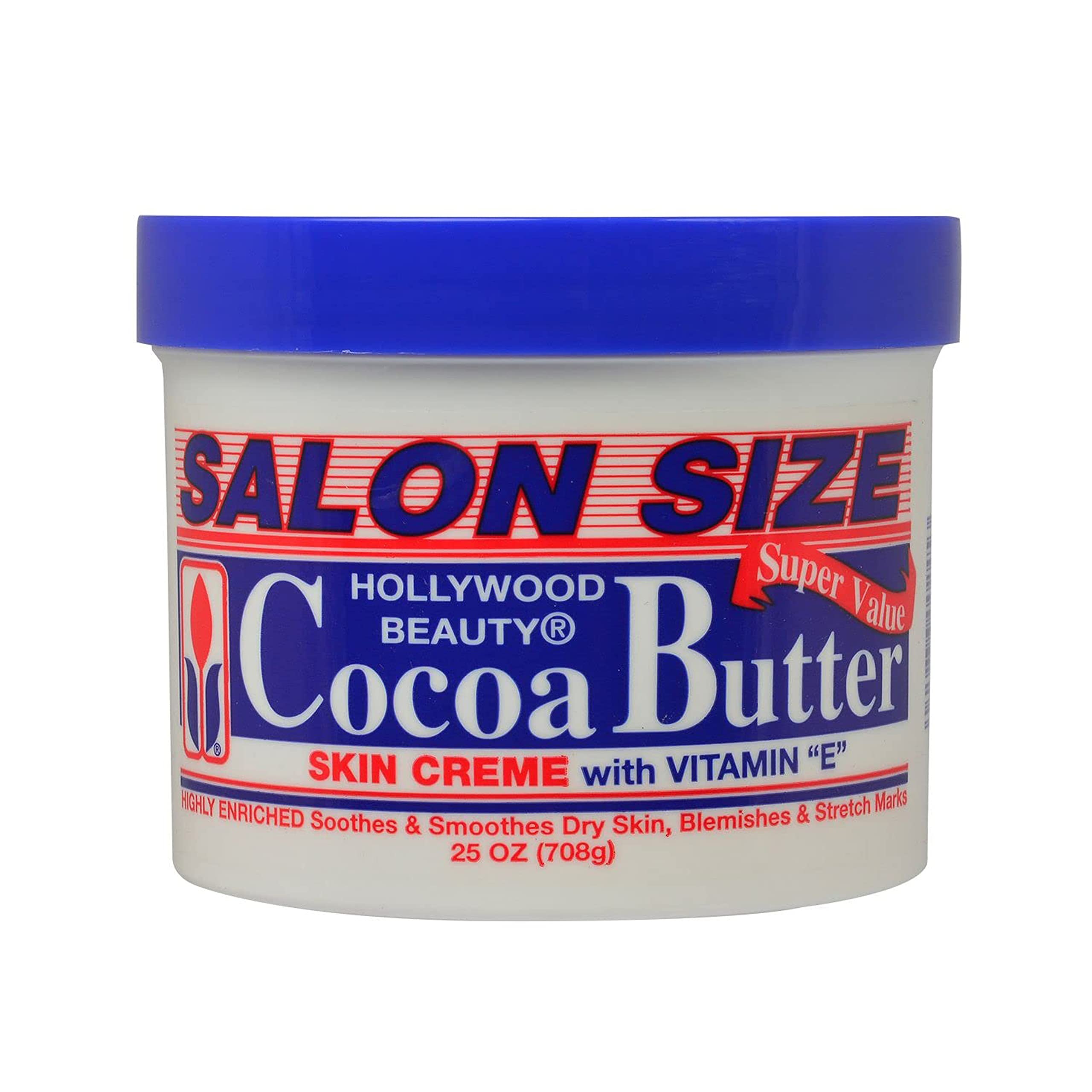 Hollywood Beauty Cocoa Butter Skin Cream - 25 Oz. - With Vitamin E - Enrich, Soothe, & Smooth Dry Skin