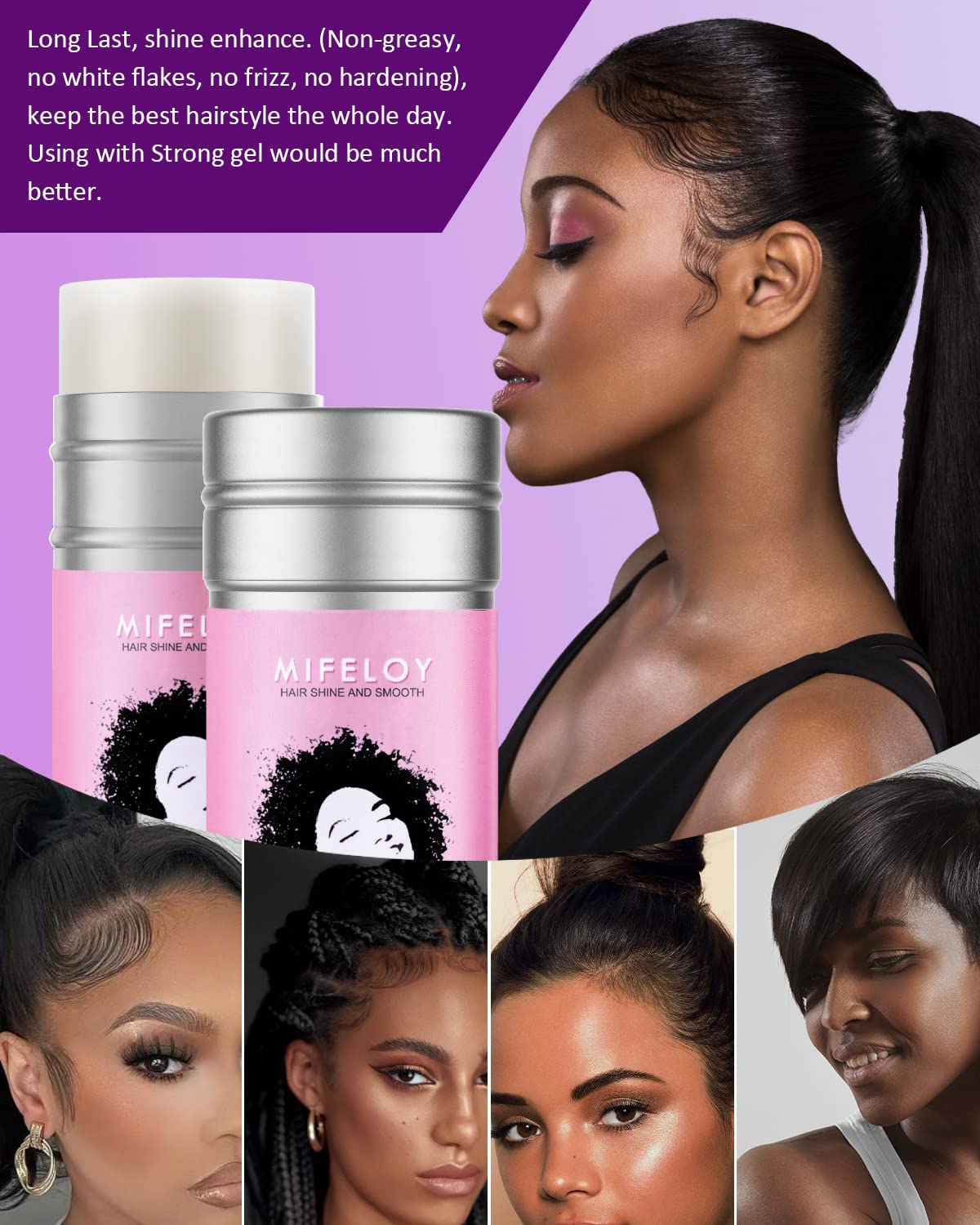 Pomade Taming Stick For Smoothing Frizzy Hair And Flyaways, Long Lasting Styling Cream Gel, Women'S Slick Back Hair Glue, 5 In 1