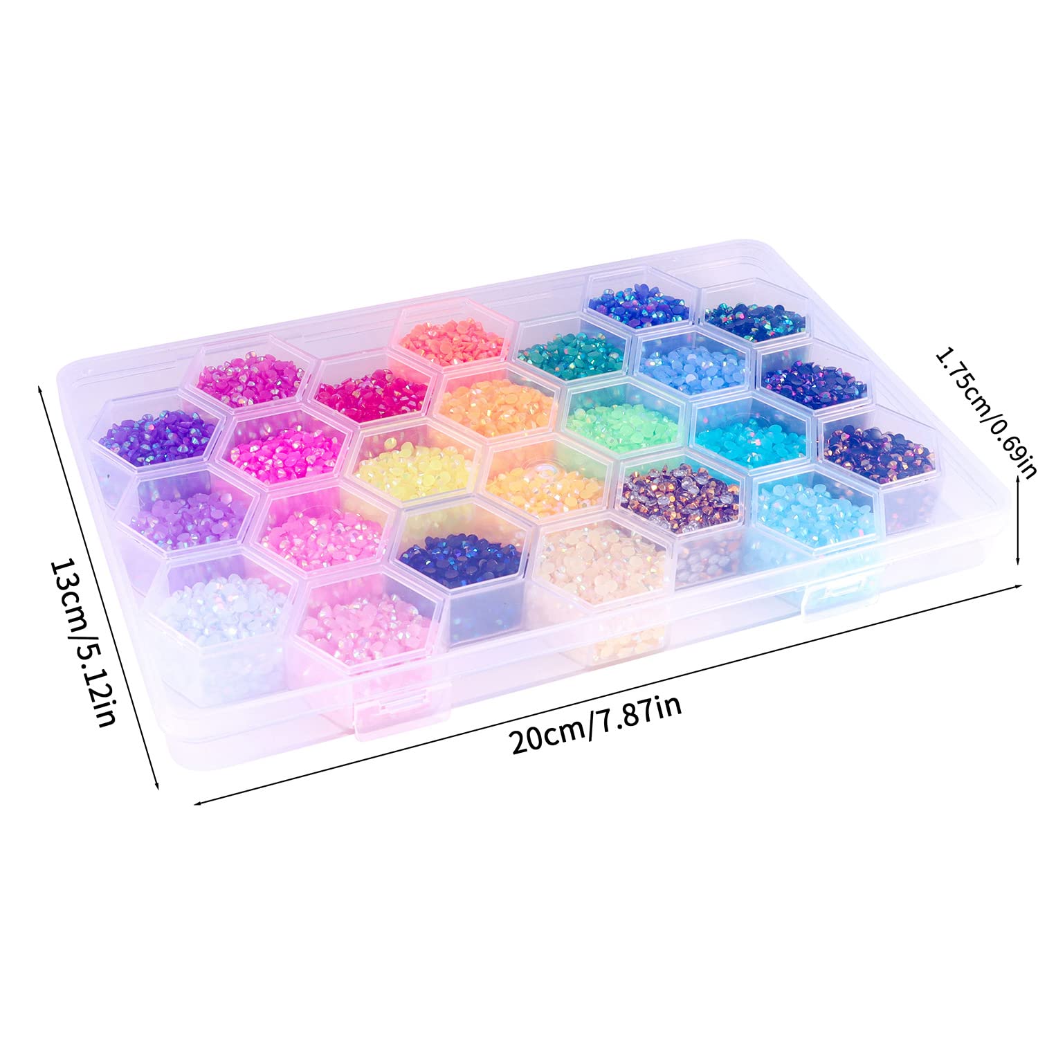 24 Gird Jelly Ab Crystals Rhinestones Resin Nail Beauty Diy Jewelry Accessories Rainbow Ab Resin Flatback Rhinestones Kit, Jelly