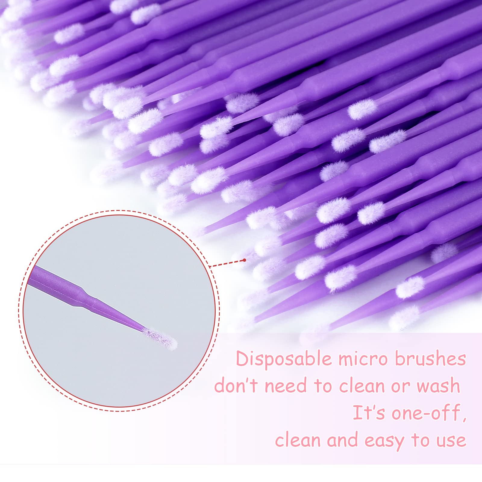 G2Plus 500Pcs Cotton Swabs, Purple Disposable Micro Applicators Brush For Makeup And Personal Care Cosmetic Brush, Micro Swabs F