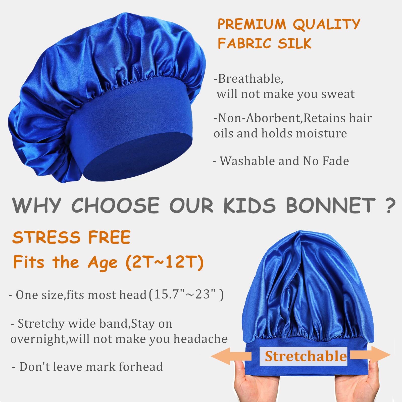 3 Pcs Kids Bonnets For Girls,Bonnet For Kids,Silk Bonnet For Sleeping Kids,Toddler Bonnet,Small Bonnet