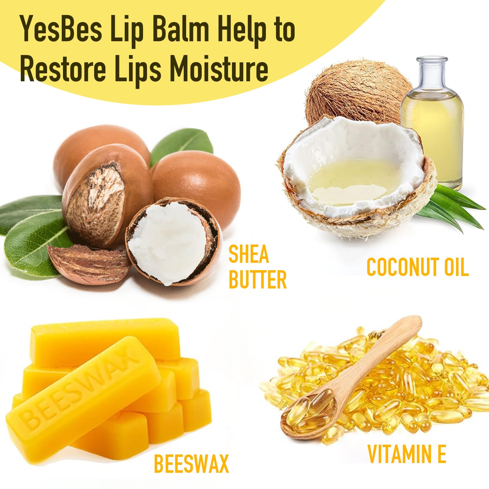 Yesbes 128 Pack Lip Balm, Natural Lip Balm Bulk With Vitamin E And Coconut Oil, Moisturizing Lip Balm For Dry Cracked Lips, Lip