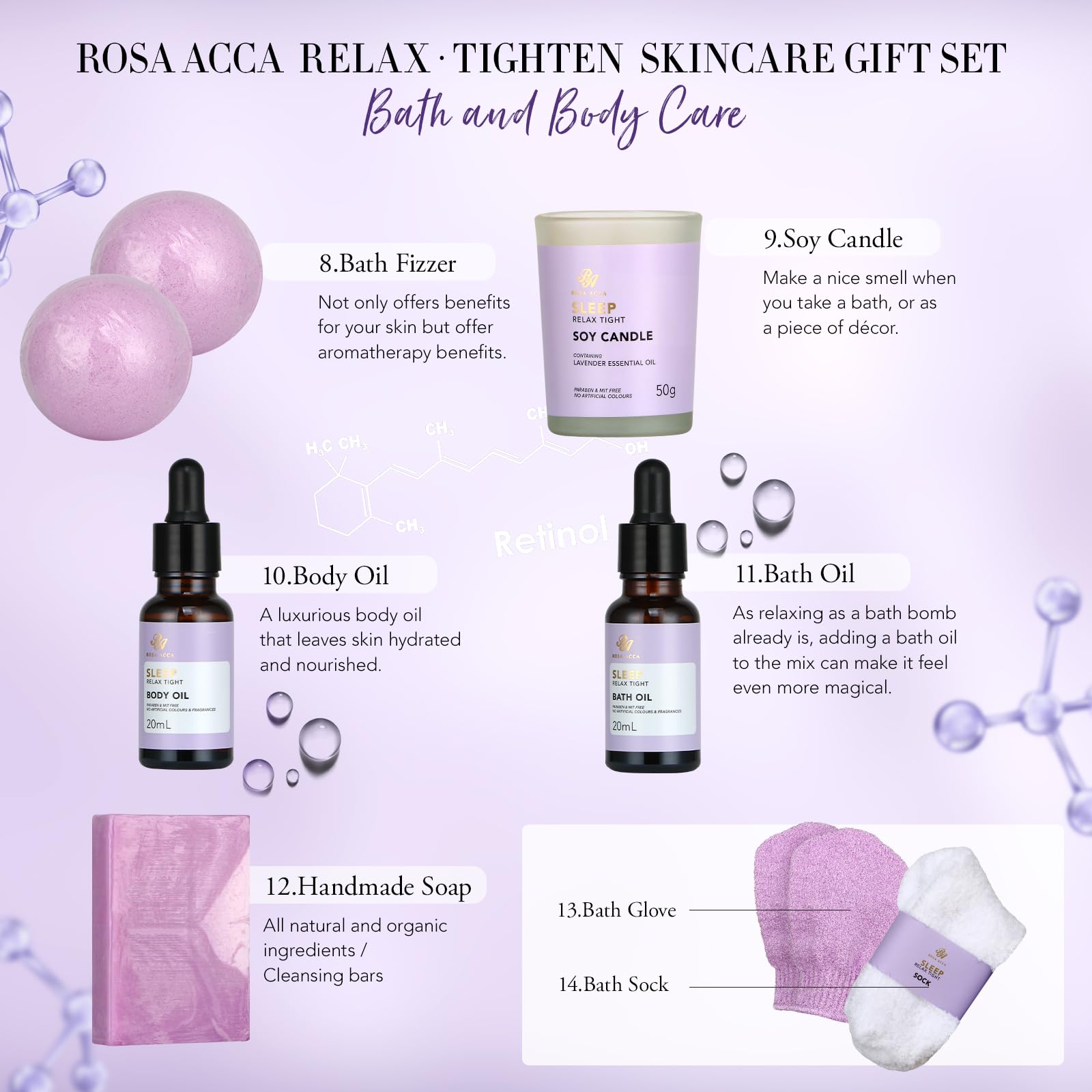 Facial Skin Care Set & Spa Kit - Mothers Day Gift Ideas, Self-Care Relaxation Gifts, Skin Care Collection With Essential Oils, H