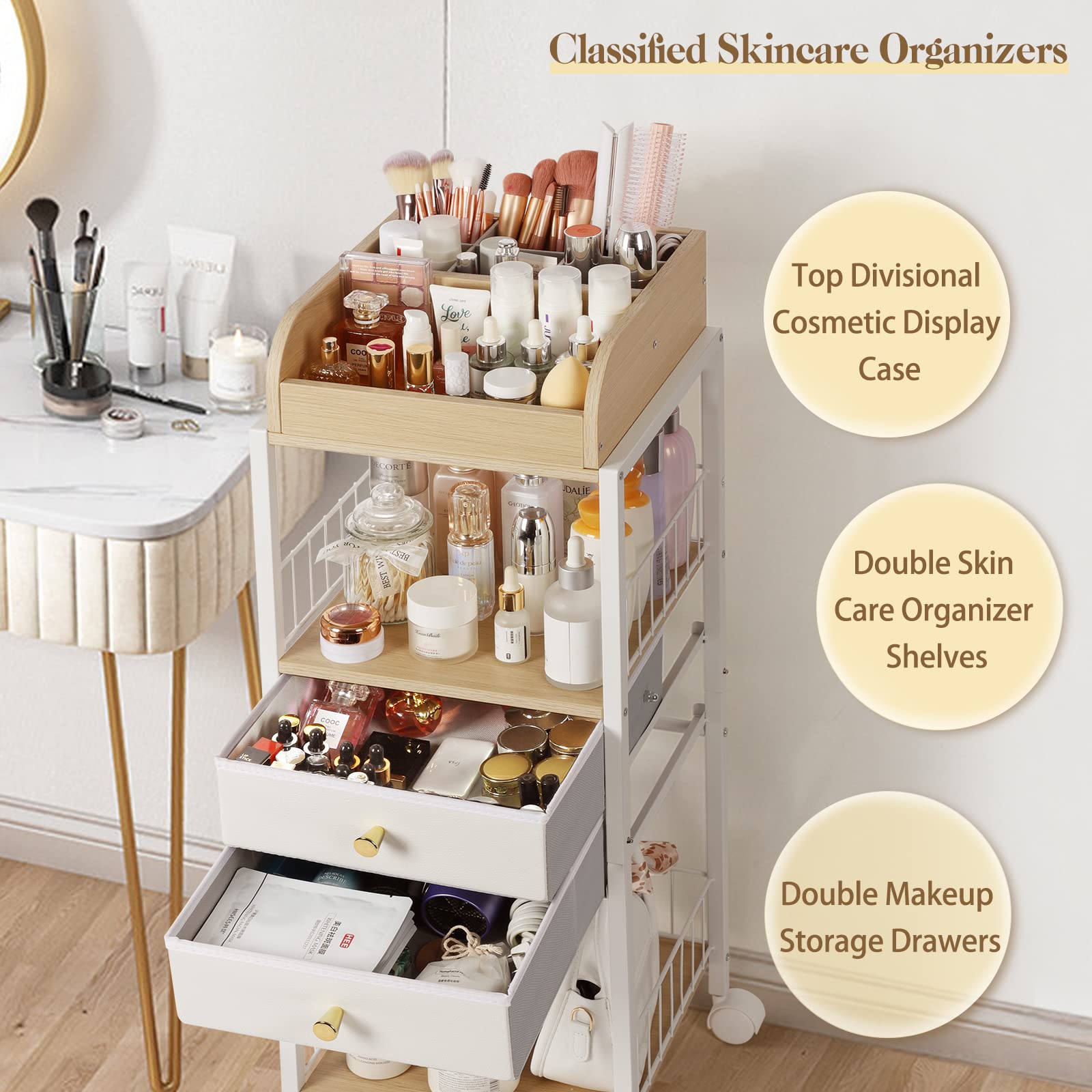 Makeup Organizer, Floor Skincare Organizers, Make Up Organizers And Storage With Drawers, Vanity Organizer Cosmetics Display Cas