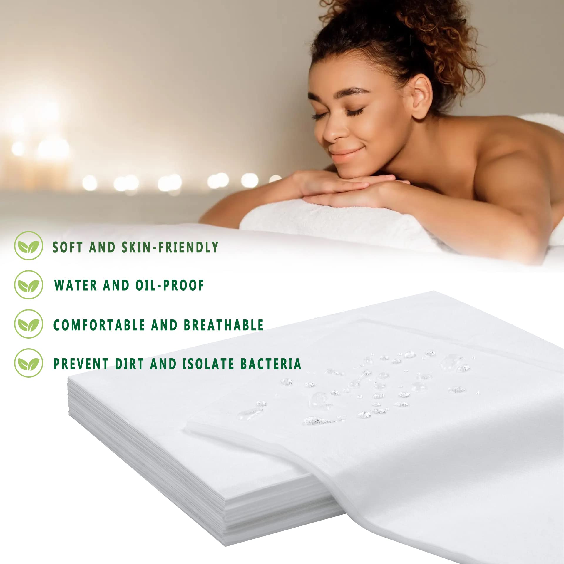 50 Pcs Disposable Bed Sheets 31'' X 71'' Massage Table Sheets Non Woven Fabric Spa Bed Cover Breathable For Massage Beauty Tatto