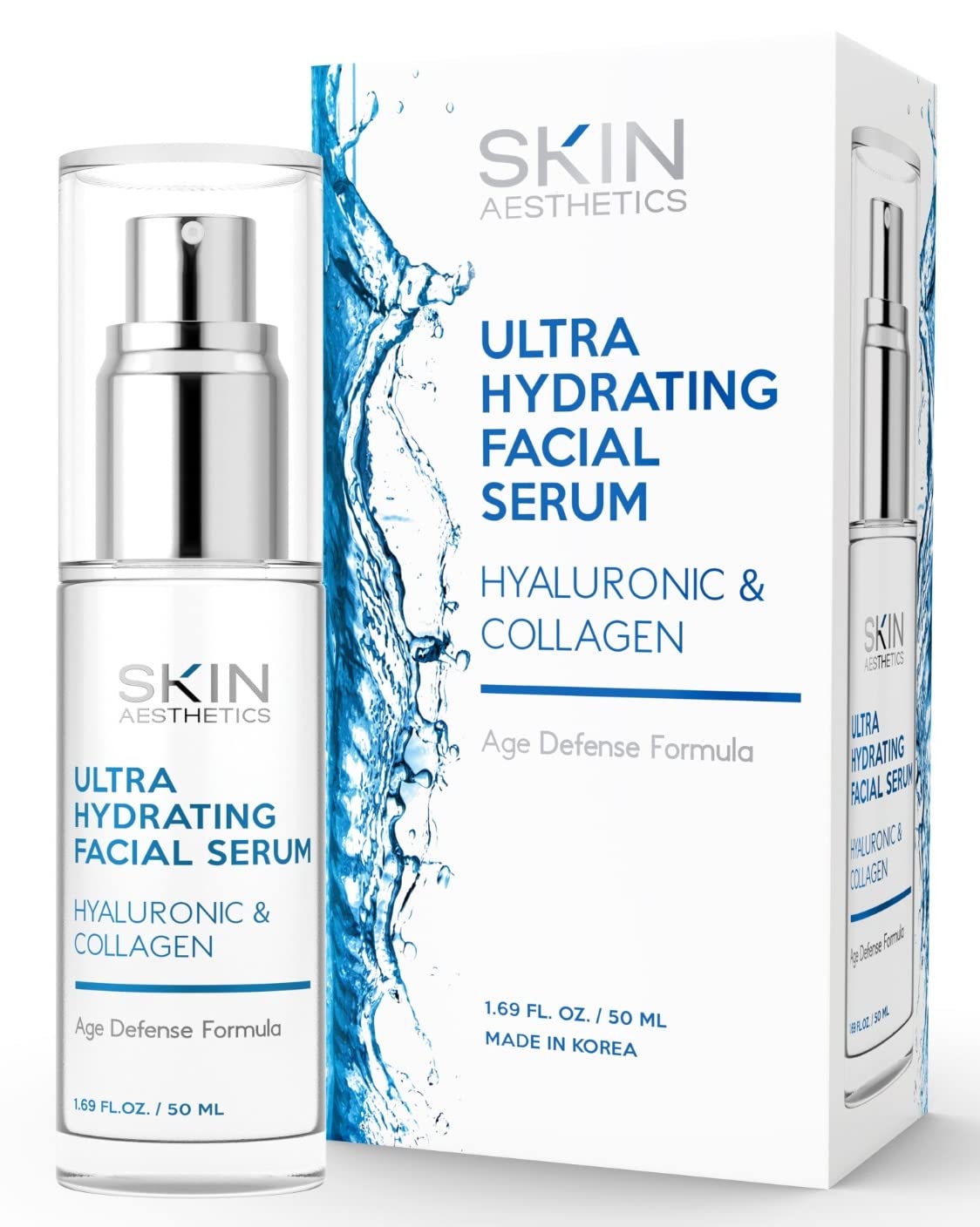 Skin Aesthetics Hyaluronic Acid And Collagen Face Serum - Reduce Wrinkles & Fine Lines, Locks In Moisture & Ultra Hydrating Faci