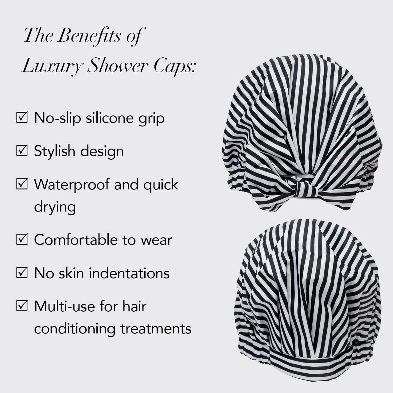 Kitsch Luxury Shower Cap For Women Waterproof - Reusable Shower Cap, Hair Cap For Shower, Waterproof Hair Shower Caps For Long H