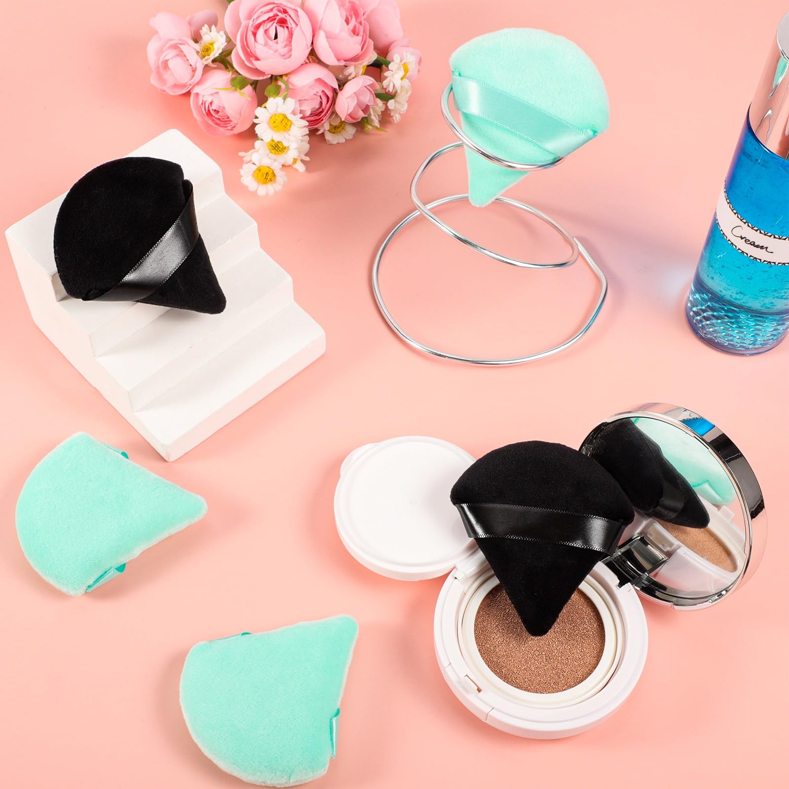 Pimoys 6 Pieces Powder Puff Face Soft Triangle For Loose Powder, Velour Makeup Blender Sponge Set Setting Powder Puff Beauty Mak