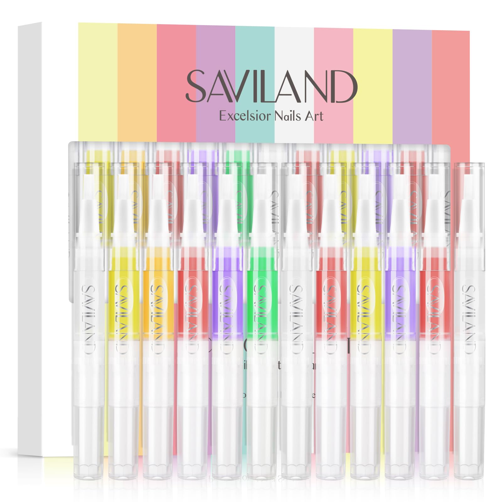 SAVILAND Natural Cuticle Oil Pen: 12PCS Revitalizing Cuticle Oil for Nails with Vitamin E For Repair Cuticles Overnight Cuticle 