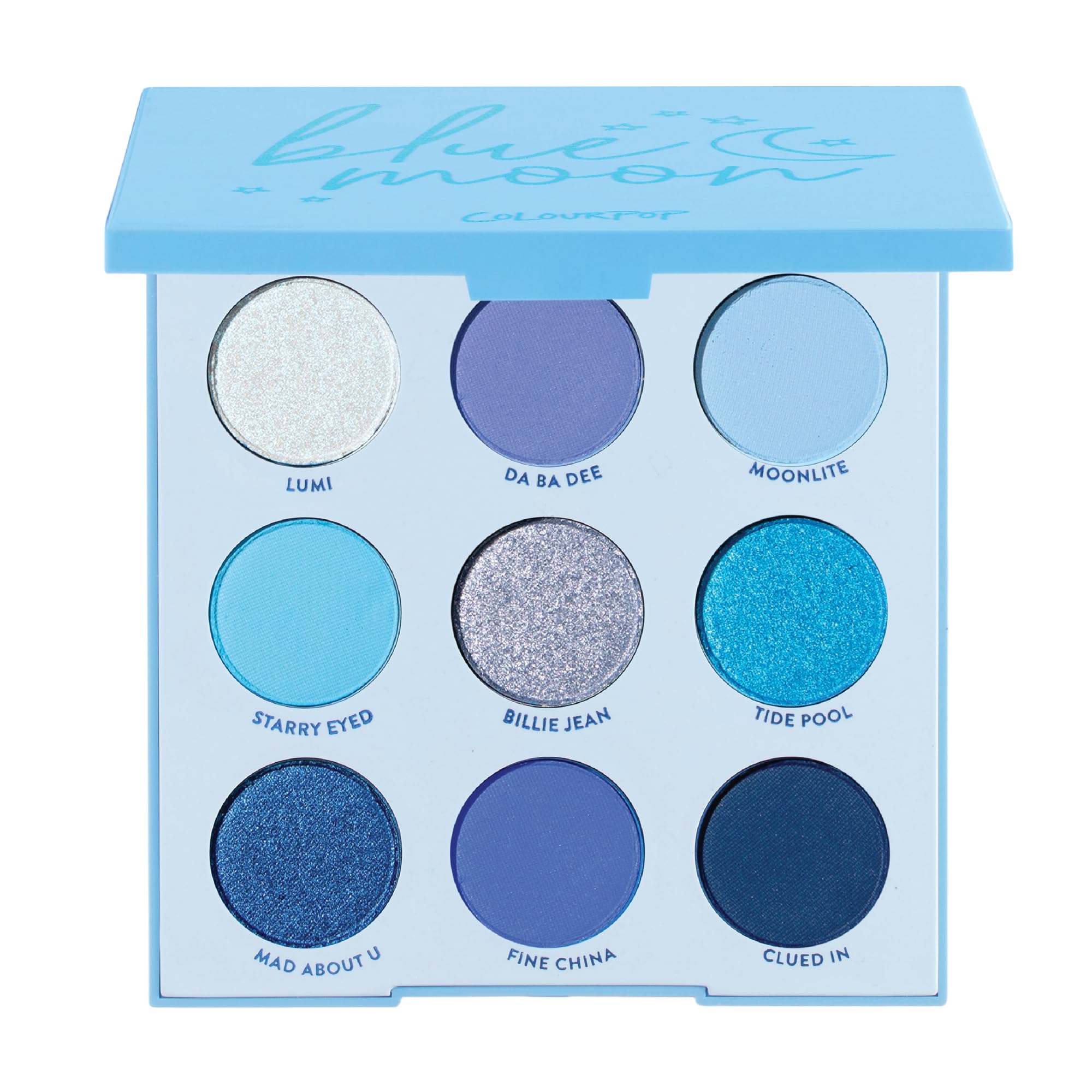 ColourPop Blue Moon Shadow Palette - Monochromatic Blue Shadow Palette with Matte, Metallic and Duochrome Finishes - High-Pigmen